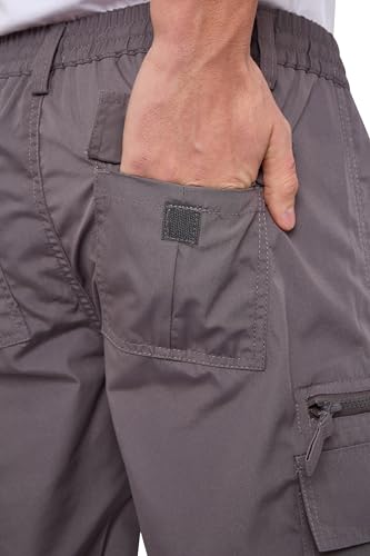 Thumbnail 7 de LABEL APPAREL Mens Cargo Combat Shorts: Grey Cotton-Blend, Regular Fit, 6XL