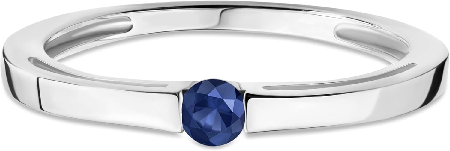 Thumbnail 1 de Bague de Fiançailles en Or Blanc 9 Carats avec Saphir bleu – Orovi Bijoux