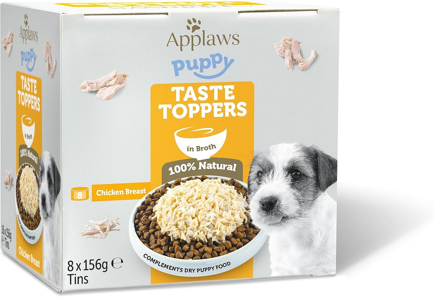 Detalle de Applaws 100% Natural Wet Puppy Food Can: Petto di pollo con riso in brodo per cuccioli (156 g, confezione da 8)