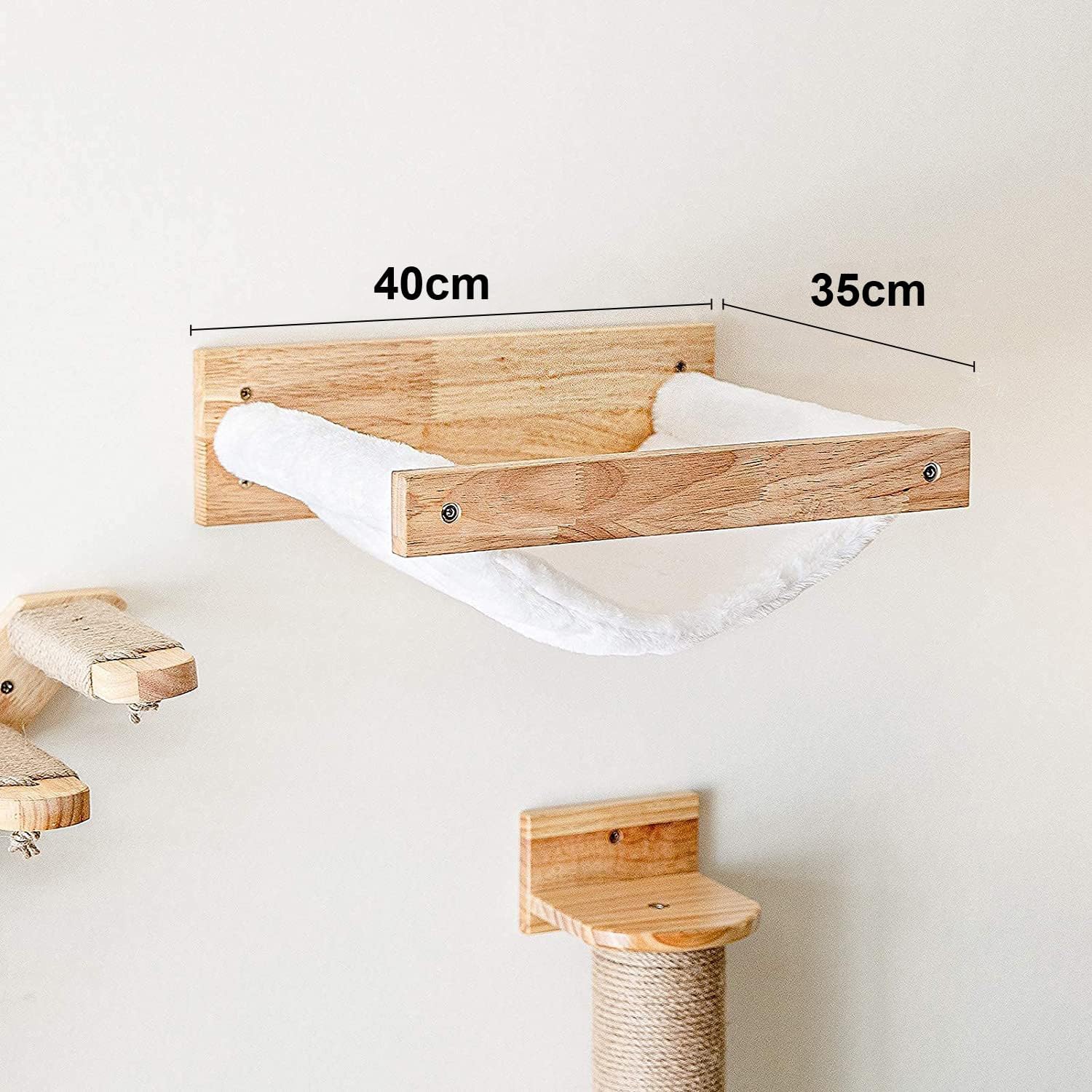 Thumbnail 3 de FUKUMARU Fukumaru Cat Hammock Wall Mounted Kitty Bed & Perch (White Flannel)