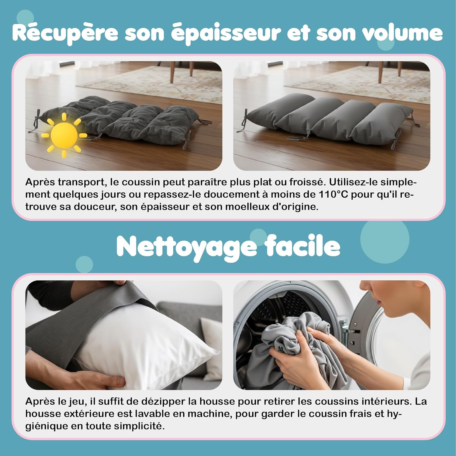 Thumbnail 6 de COSYLAND Coussin et Matelas Confortable pour Enfants – Arche Montessori et Arche d’Escalade Bébé, Tapis de Sol Gris 50×100 cm