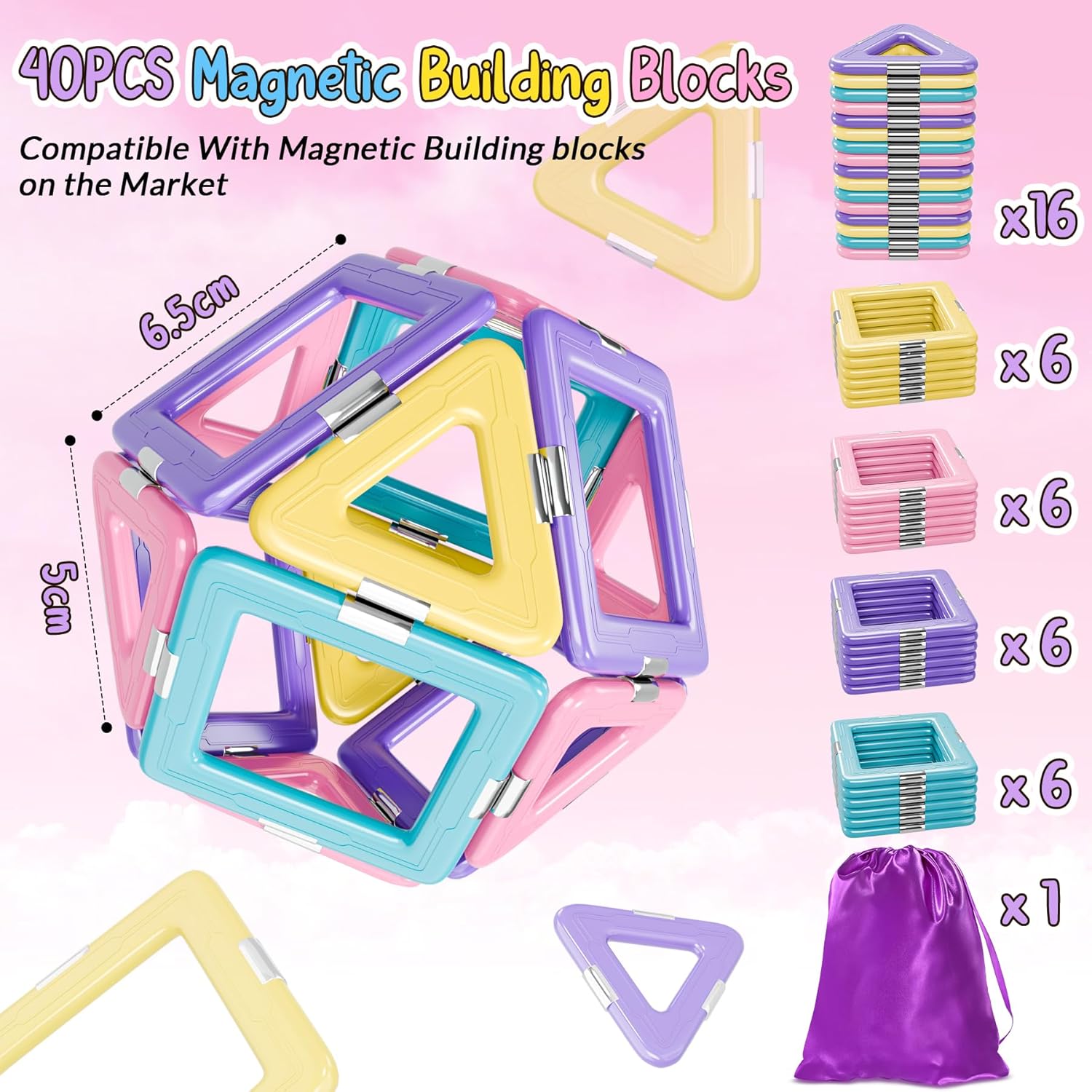 Thumbnail 5 de Magnetic Building Blocks 40pcs set