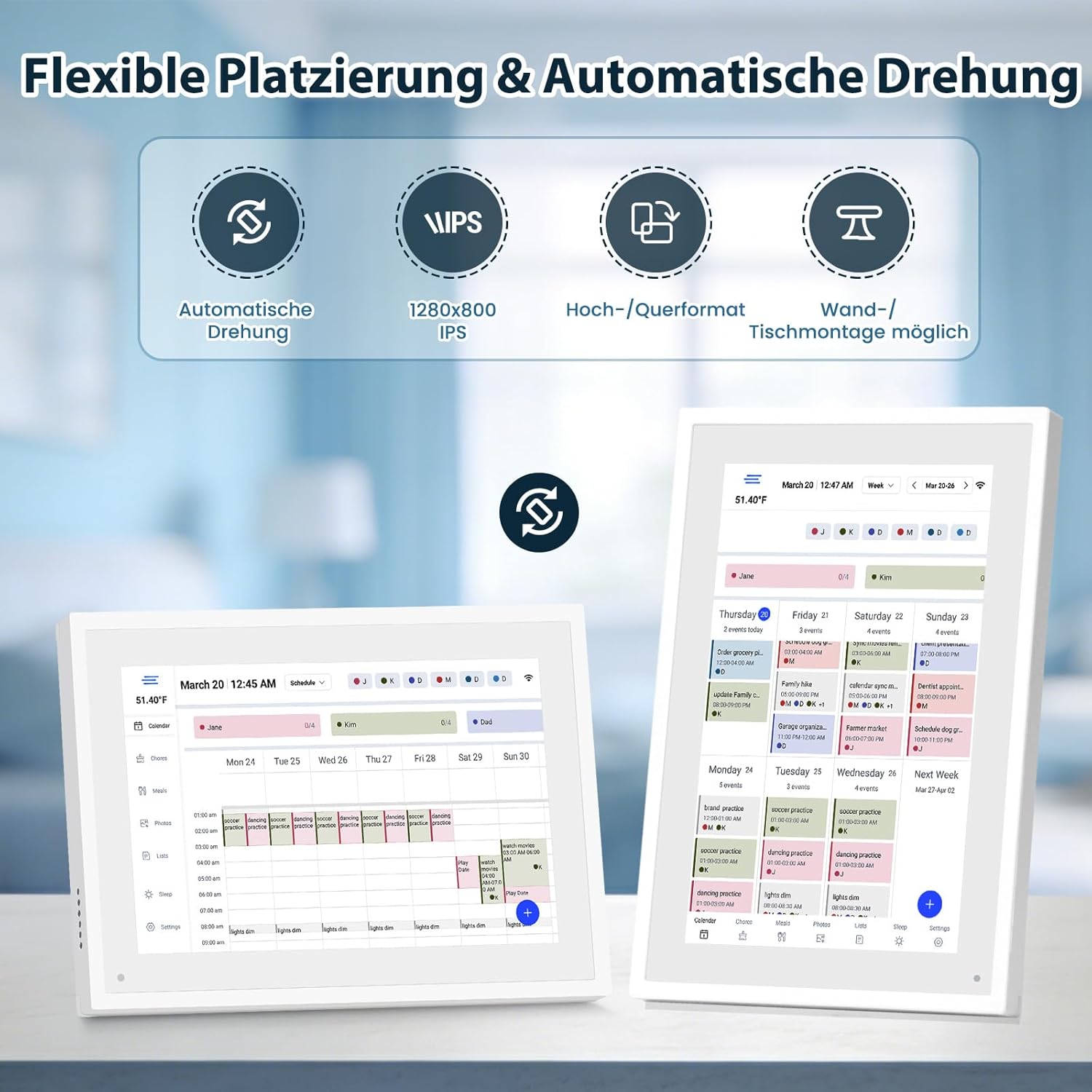 Thumbnail 6 de Ekasoco 10,1-Zoll digitaler Kalender mit Touchscreen (32 GB, WiFi) für Familie & Zuhause