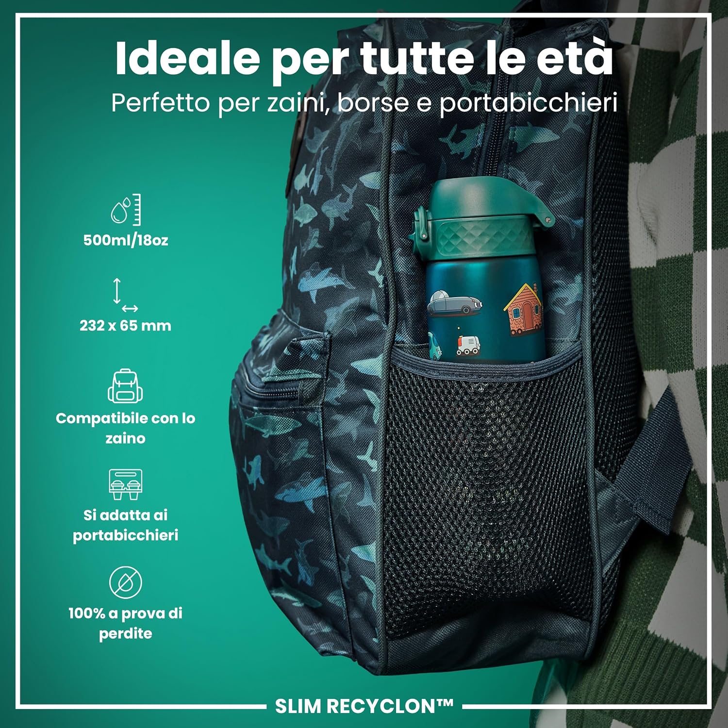 Detalle 2 de ion8 Borraccia a prova di perdite 500ml 🥤