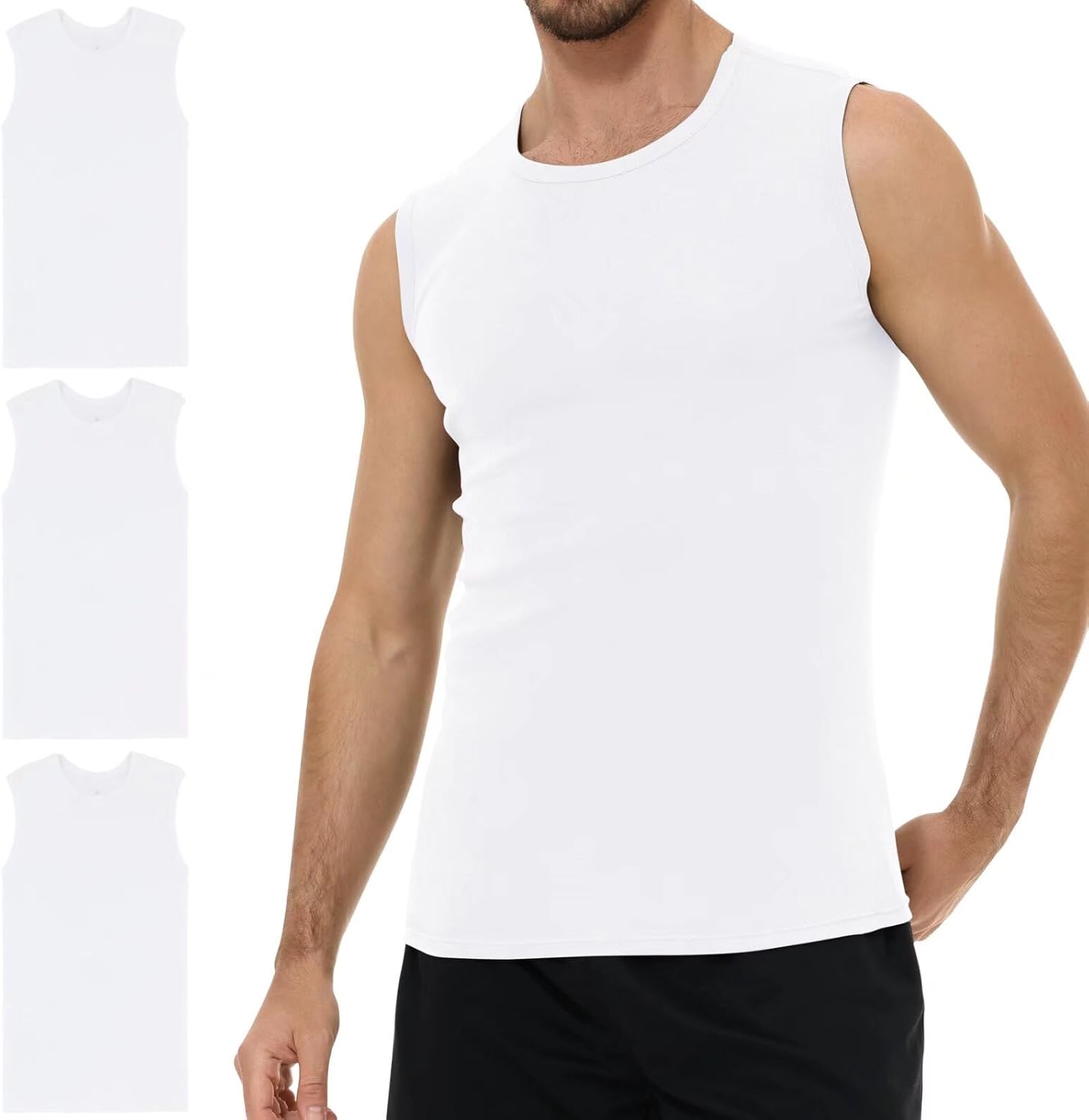 Thumbnail 6 de YouShow 3er Pack Herren Unterhemd aus 100% Baumwolle (Tank Top, Rundhals) – ärmellos