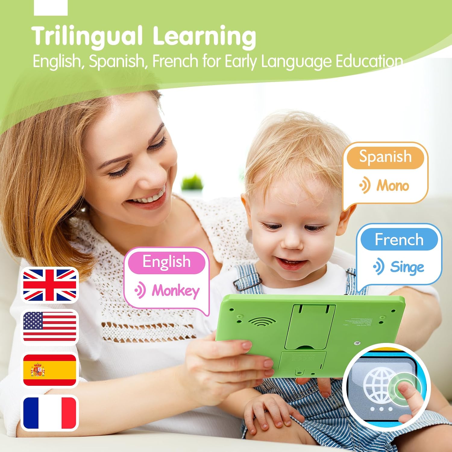 Thumbnail 4 de hahaland Multilingual Baby Learning Tablet (EN/DE/FR/IT/ES) – A Practical Screen-Free Toy for Language Sparks