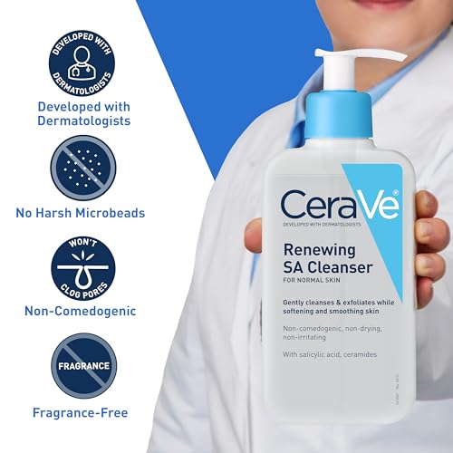 Detalle de CeraVe Renewing Salicylic Acid Cleanser: Gentle BHA Exfoliating Face Wash, 16oz