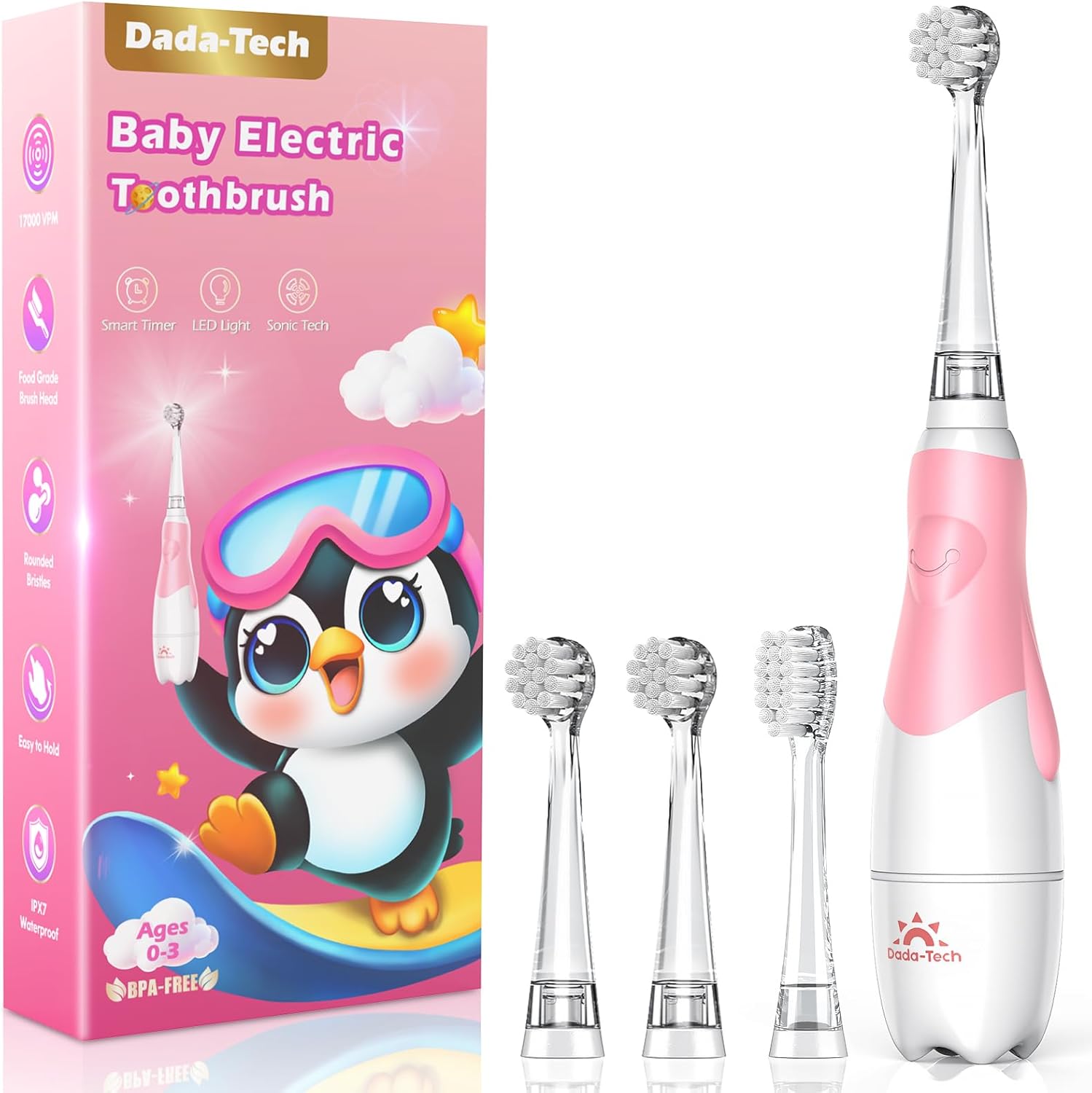 Detalle de Dada-Tech Babyzahnbürste Rosa Pinguin