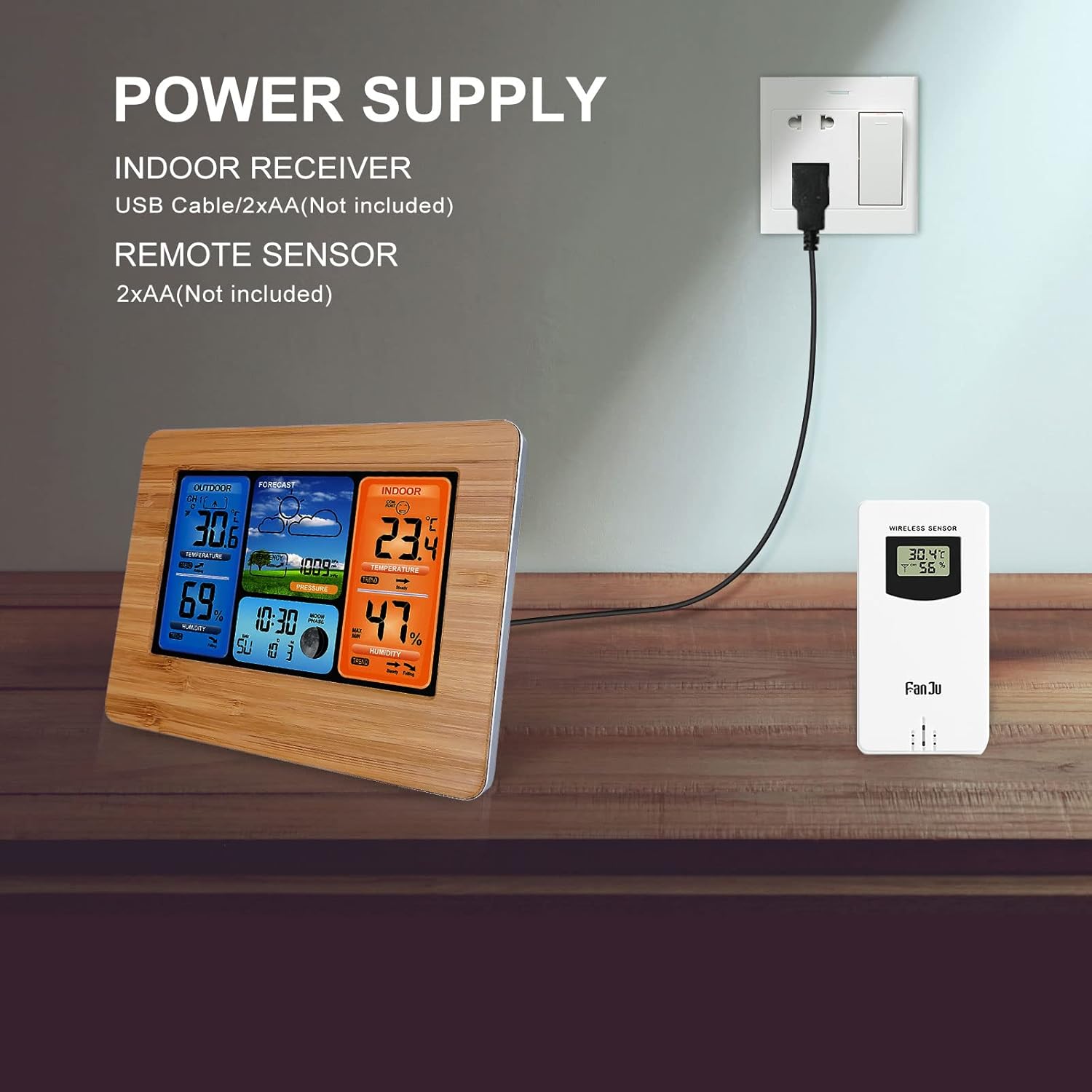 Thumbnail 7 de ONEVER Estación Meteorológica Digital Inalámbrica 🌡️ Barómetro y Alerta