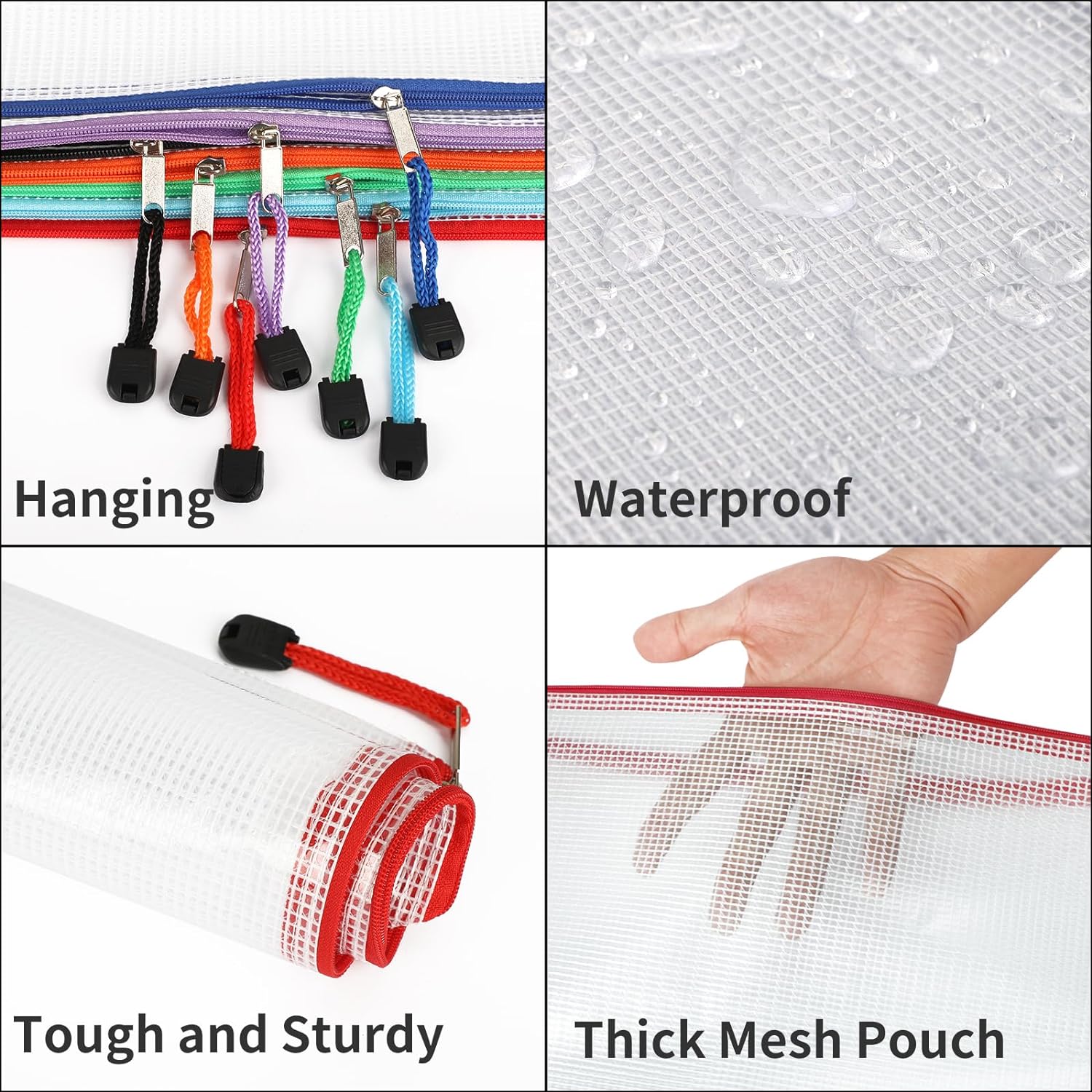 Detalle de EOOUT 24pcs Mesh Zipper Pouch Bags – Waterproof Organizer Bags, Letter Size