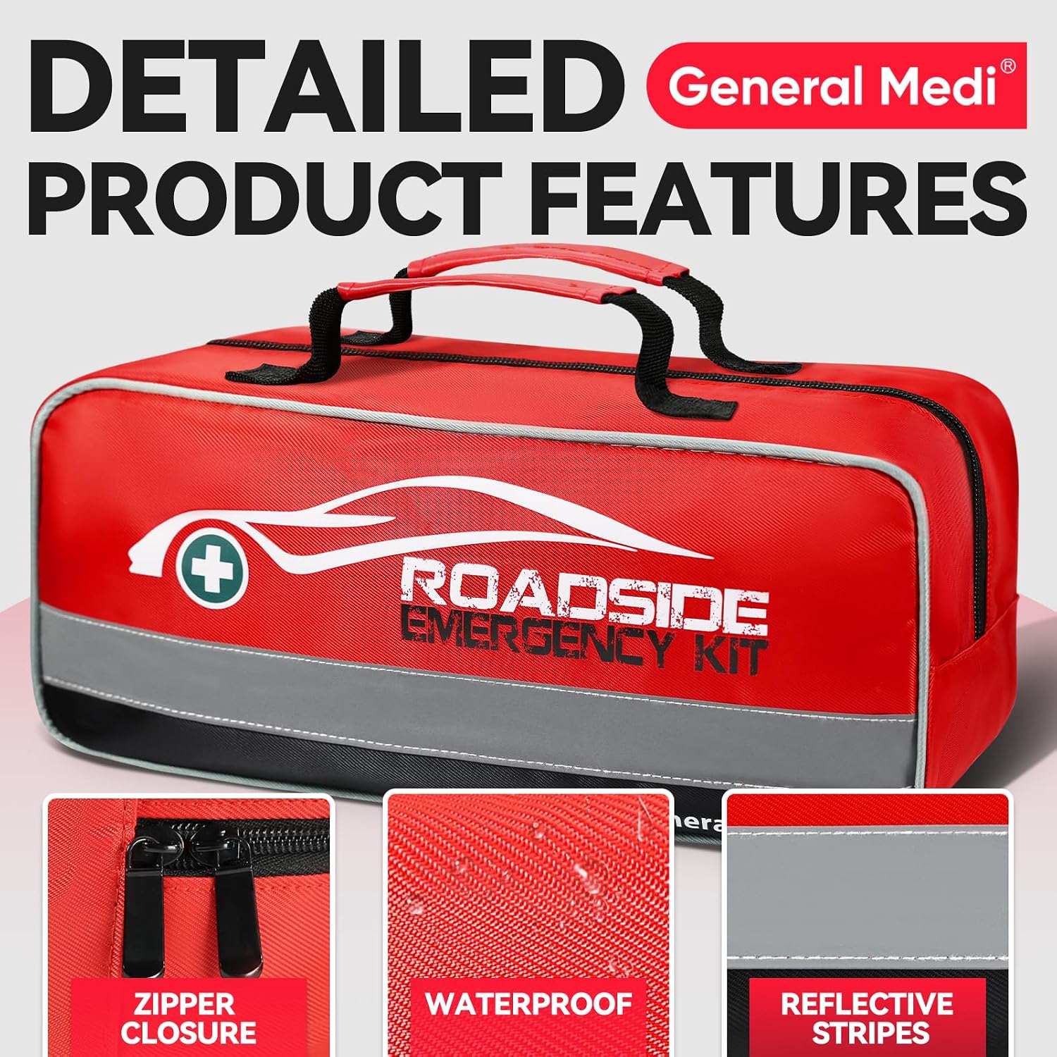 Detalle 2 de General Medi 127-Pieces Roadside Car Emergency Kit: All-in-One Safety Pack for the Unexpected