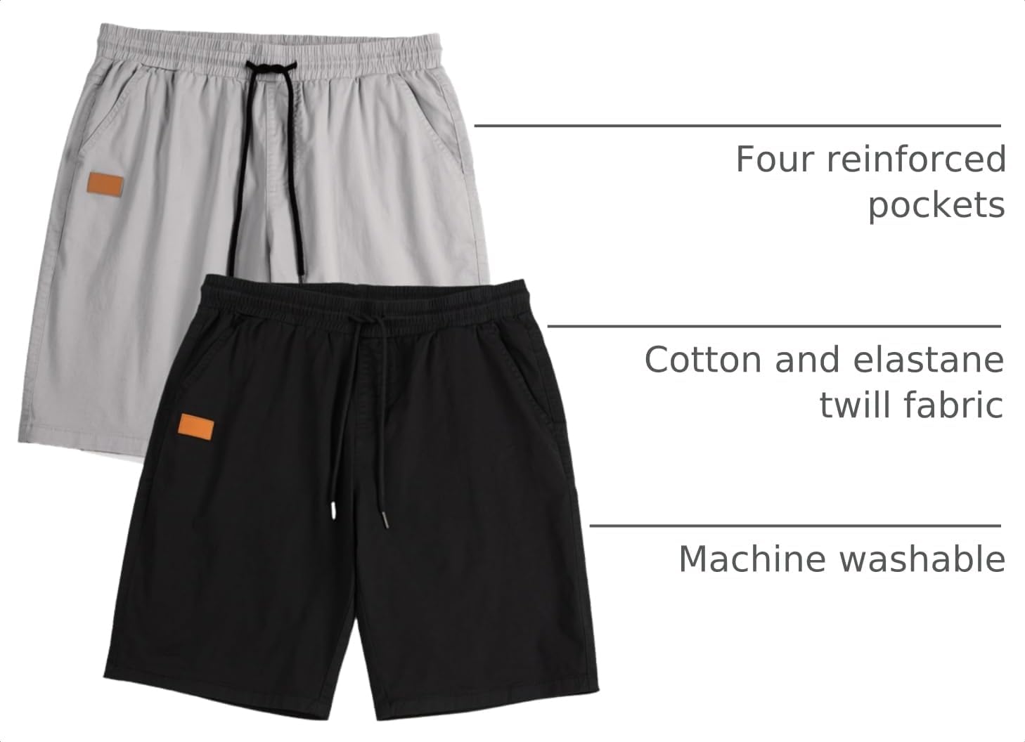 Detalle 2 de JMIERR Mens Cotton Drawstring Chino Shorts