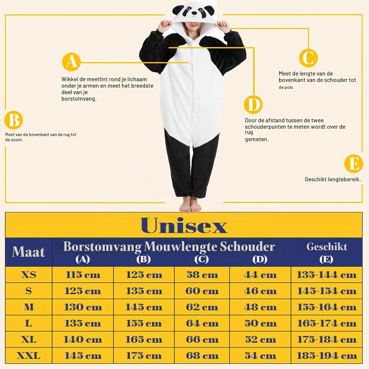 Detalle de LATH.PIN panda-onesie voor volwassenen van flanel, uniseks