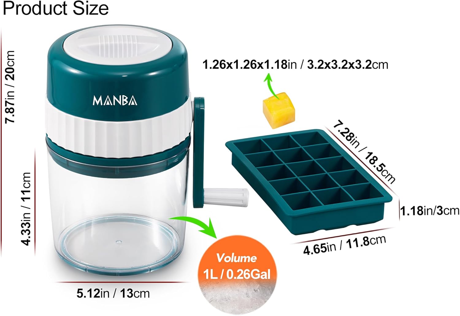 Thumbnail 5 de MANBA Ice Shaver and Snow Cone Machine (Premium Portable Ice Crusher) with Ice Cube Trays