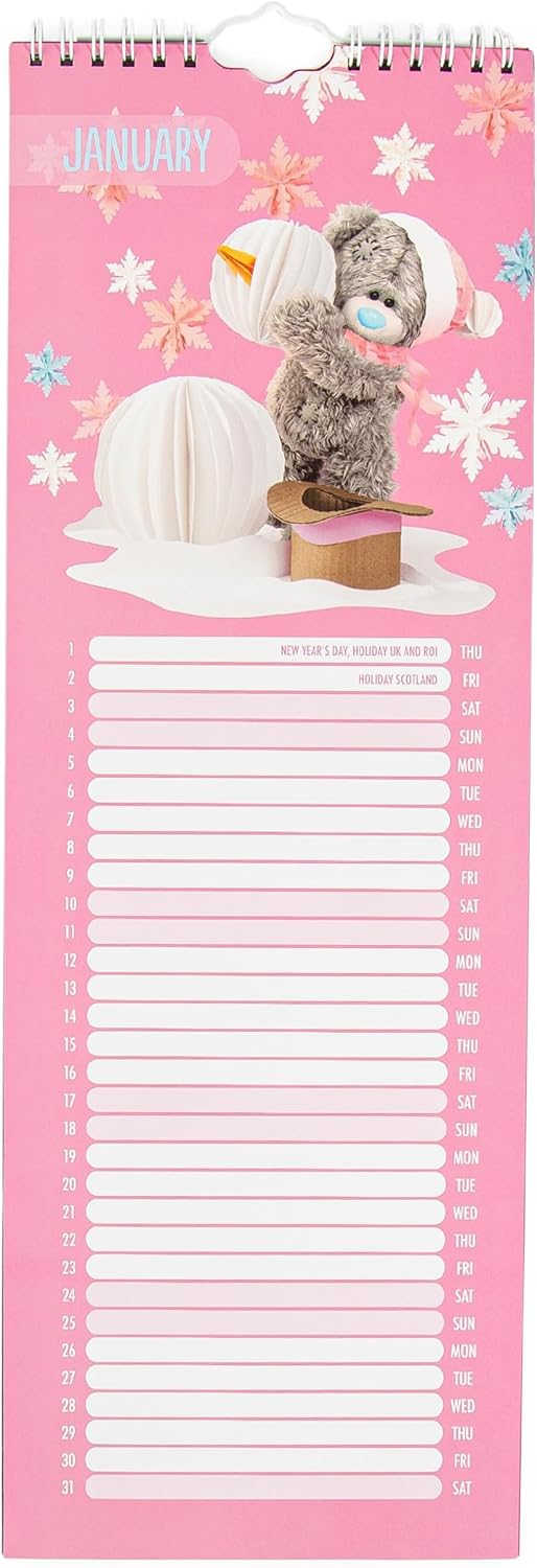 Detalle 2 de Me to You XCC93011 Photo Finish Tatty Teddy 2026 Slim Wall Calendar, 42 x 14 cm