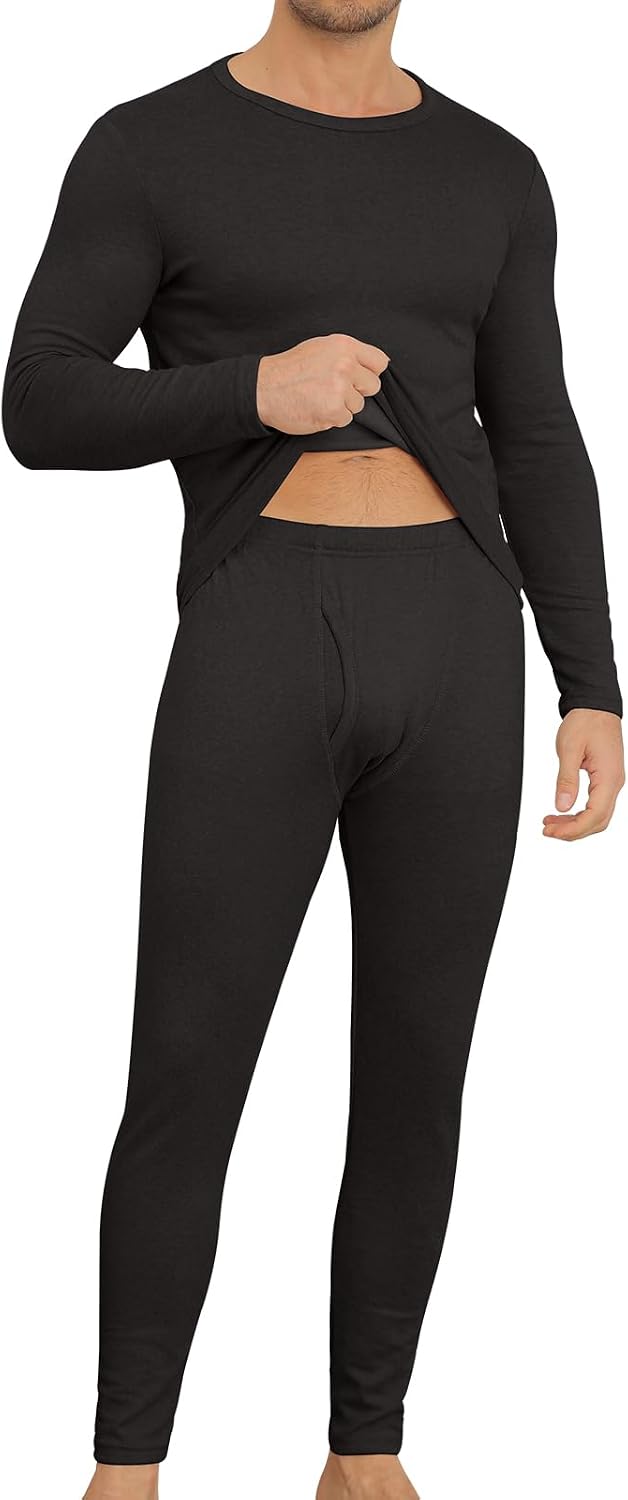Detalle de Ensemble de sous-vêtements thermiques homme KUYIGO (haut manches longues + caleçon long) en mélange laine, soie et polyester
