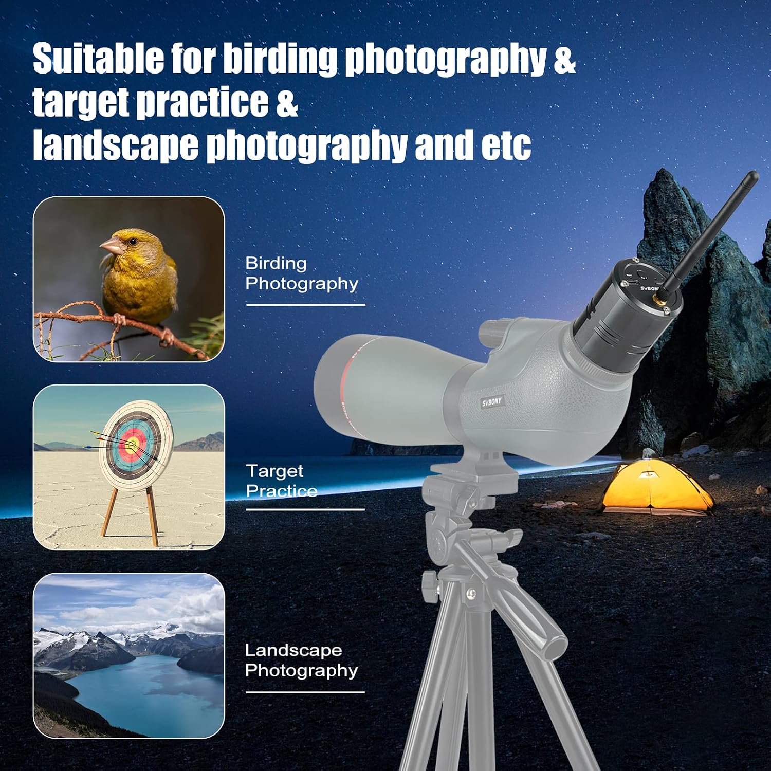 Detalle de Svbony SC001: Telecamera WiFi 2MP per birdwatching e fotografia all’aperto