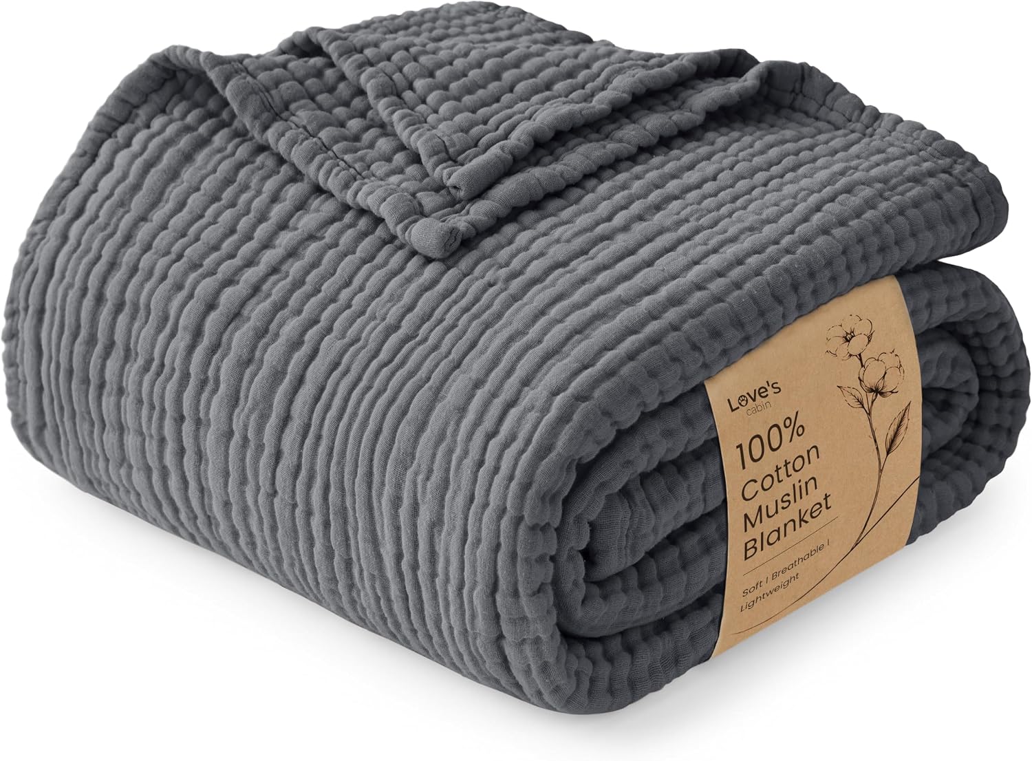Detalle de Love's cabin Cotton Muslin Blanket, Queen Size