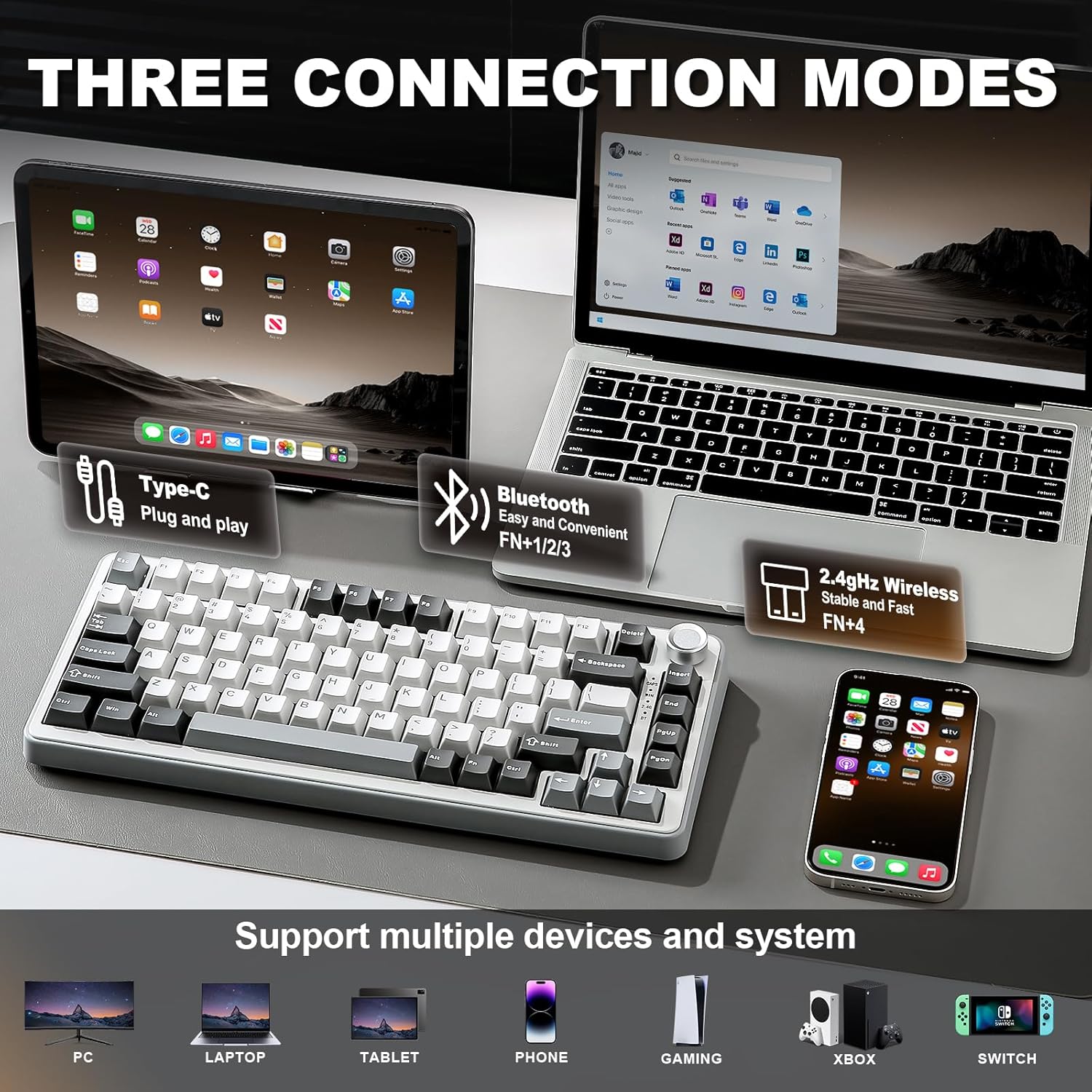Thumbnail 2 de YUNZII B75 Pro Wireless Mechanical Keyboard (75% gasket, hot-swap, tri-mode)