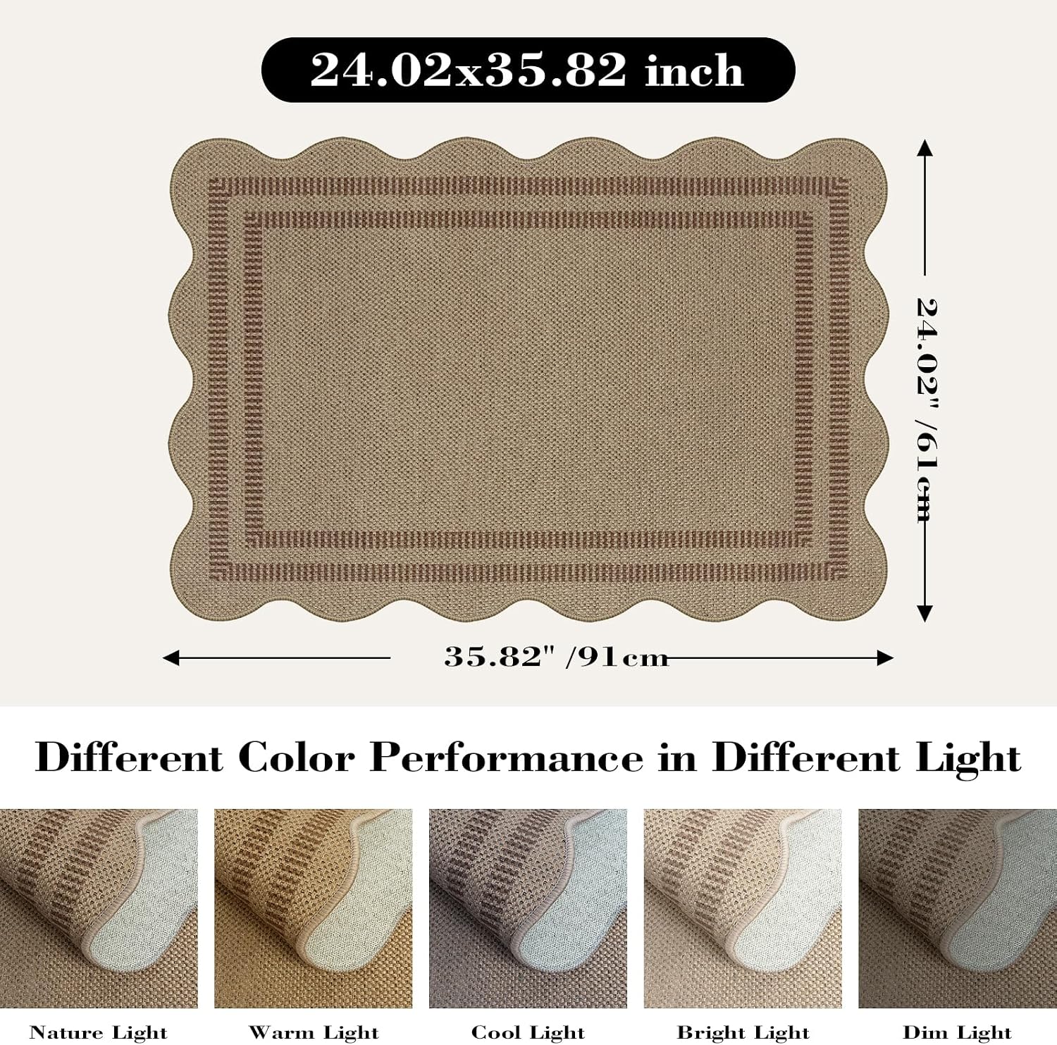 Detalle de LORWER Easy Jute Outdoor Mats for Front Door, 2x3 Small Washable Kitchen Rugs in Farmhouse Brown