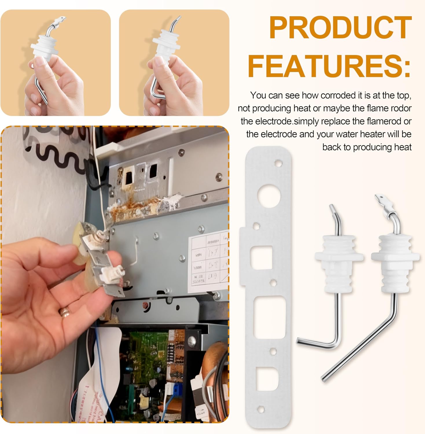 Detalle 1 de JODDMTTY 104000249 Flame Electrode Kit for Rinnai Tankless Water Heaters