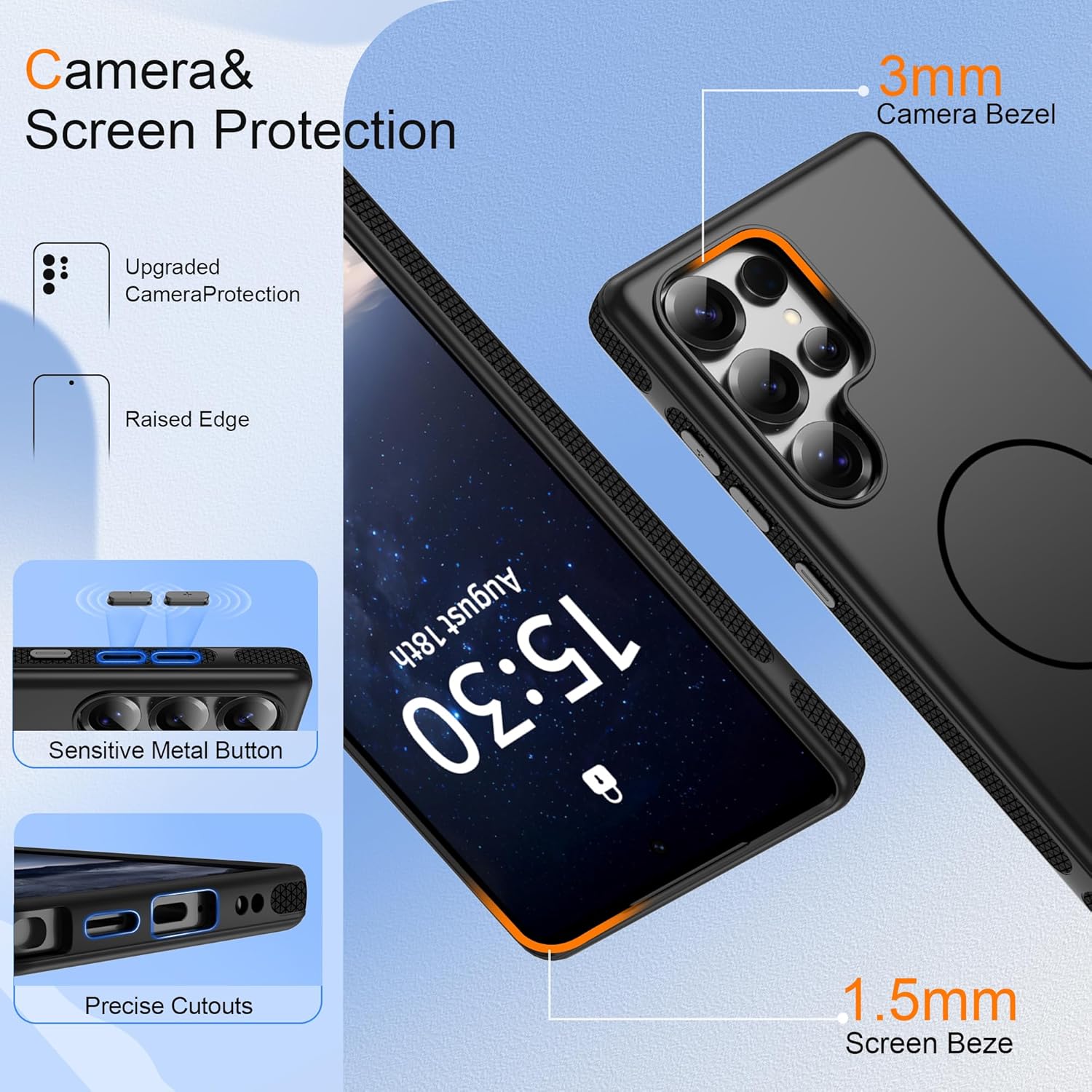 Detalle de Pilaru Magnetic Case for Samsung S25 Ultra with 2x Screen Protectors