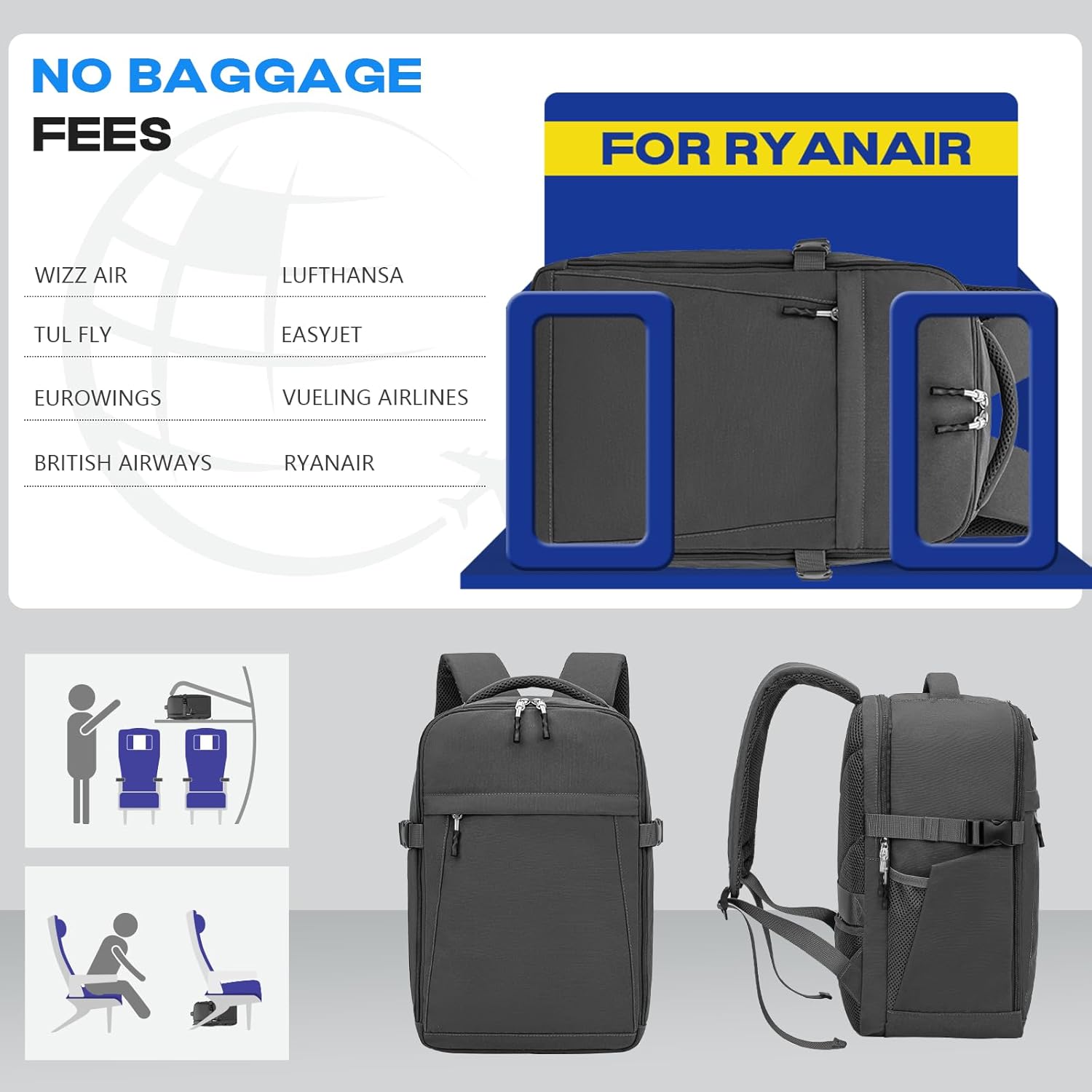 Detalle de Xkdoai Ryanair cabin bag 40 x 30 x 20