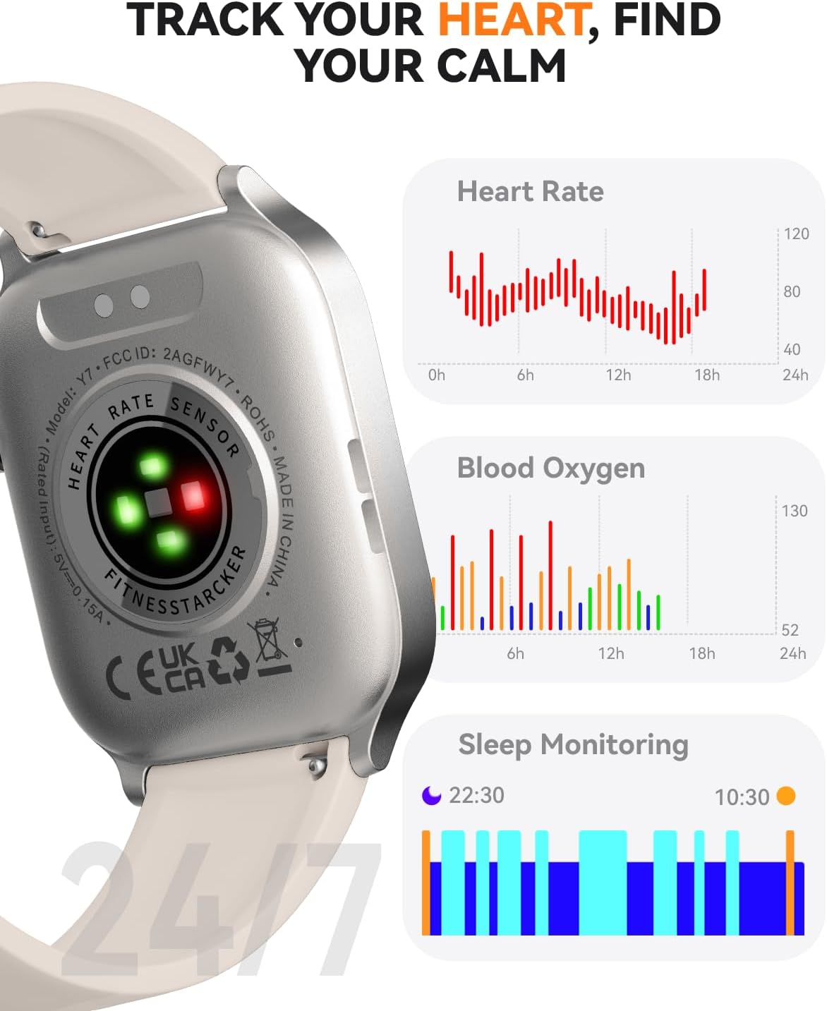 Detalle 2 de Smart Watch for Men & Women (2024) with Bluetooth Calling, IP68 Fitness Tracker – Silver, 1.83in