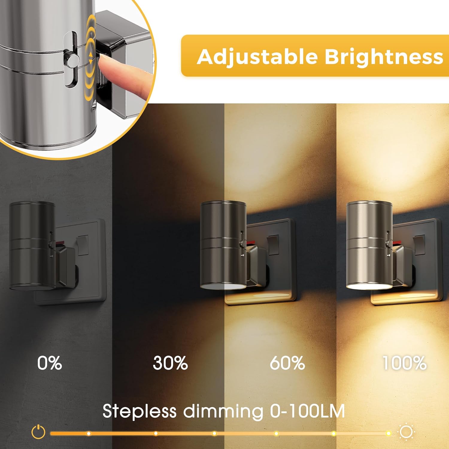 Detalle de LOHAS-LED Night Light: Modern Plug-in, Dusk-to-Dawn Sensor with 0–100LM Dimmable Brightness