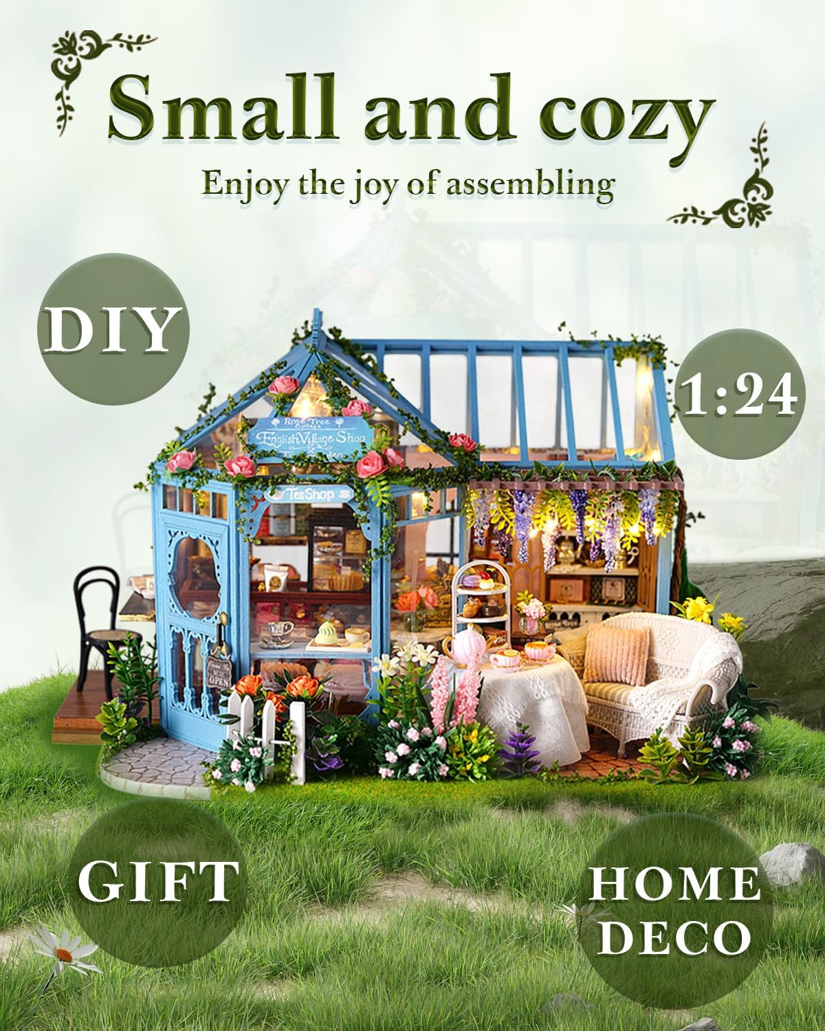 Detalle de Endless Limit DIY Miniatur Haus Bausatz – Rose Garden Tea House