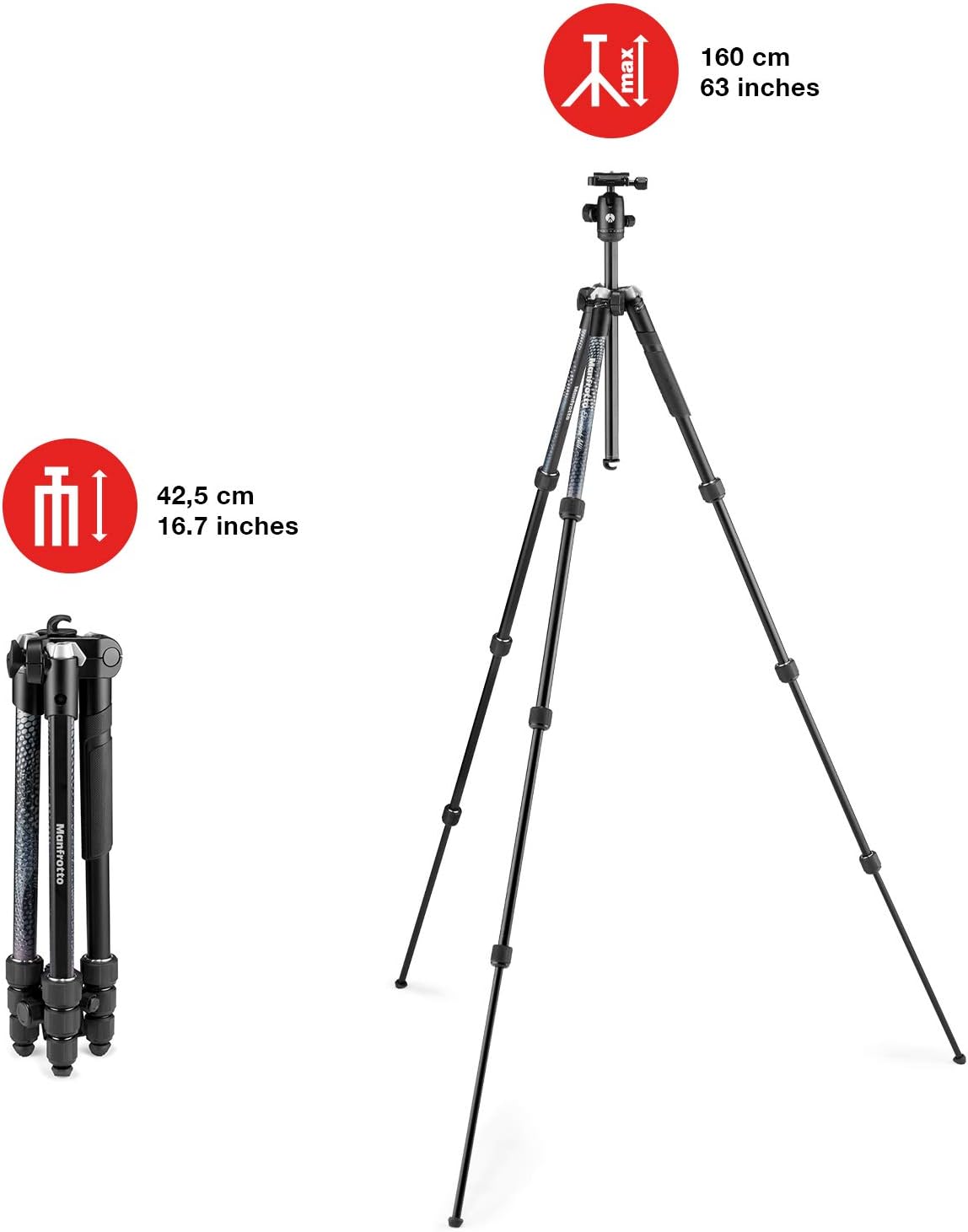 Detalle de Manfrotto Element MII Camera Tripod – Aluminium Travel Tripod with Ball Head