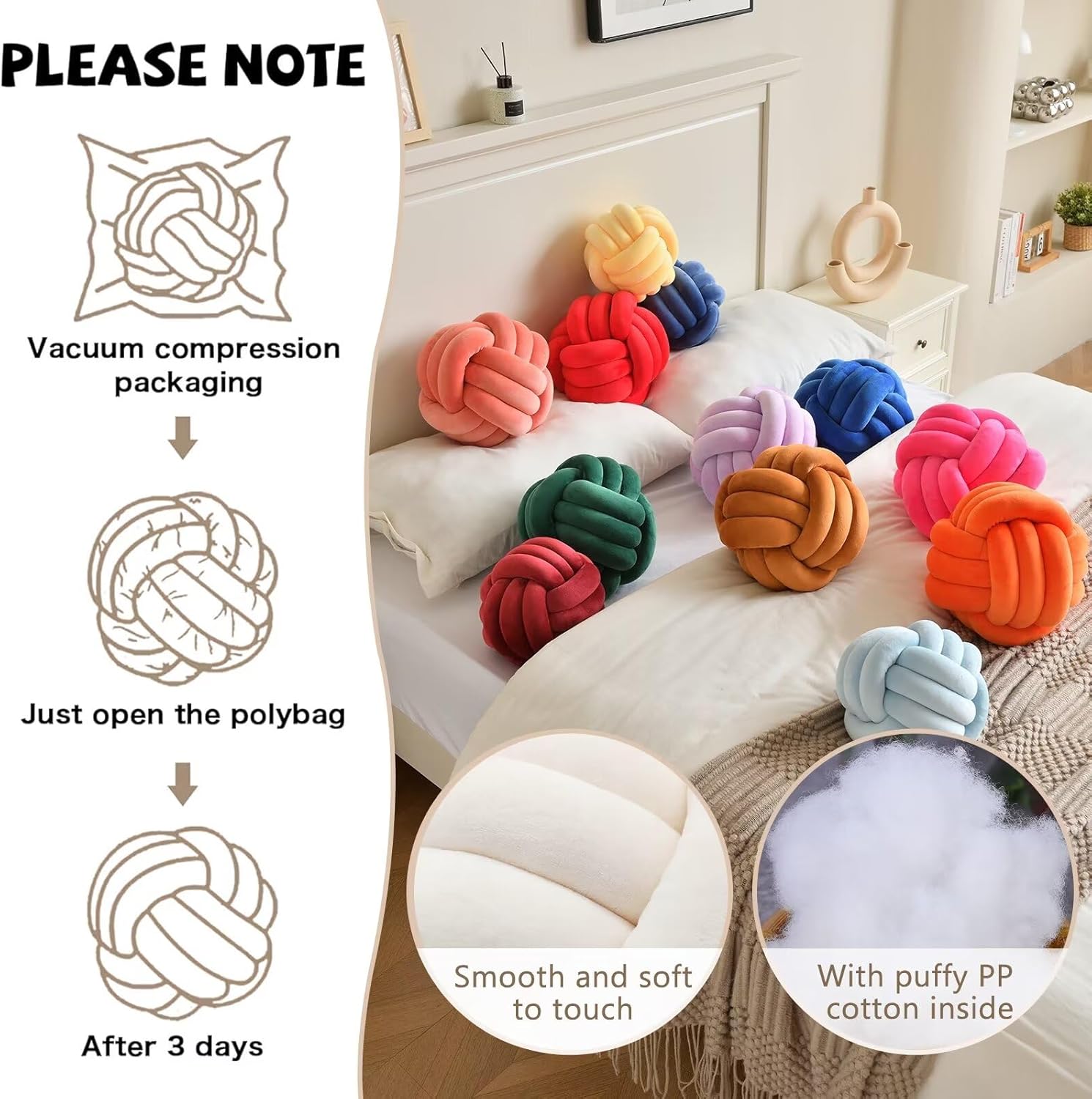 Detalle 2 de LUSJNGE Knot Pillow Ball 11-inch velvet cushion ๐