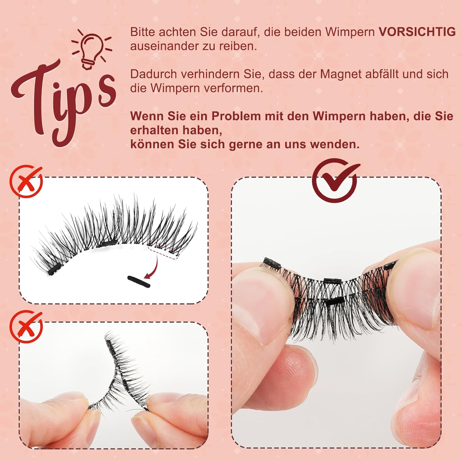 Detalle de Higu clace magnetische Wimpern (magnetisch, ohne Eyeliner/ohne Kleber) mit Applikator – natürlicher Look