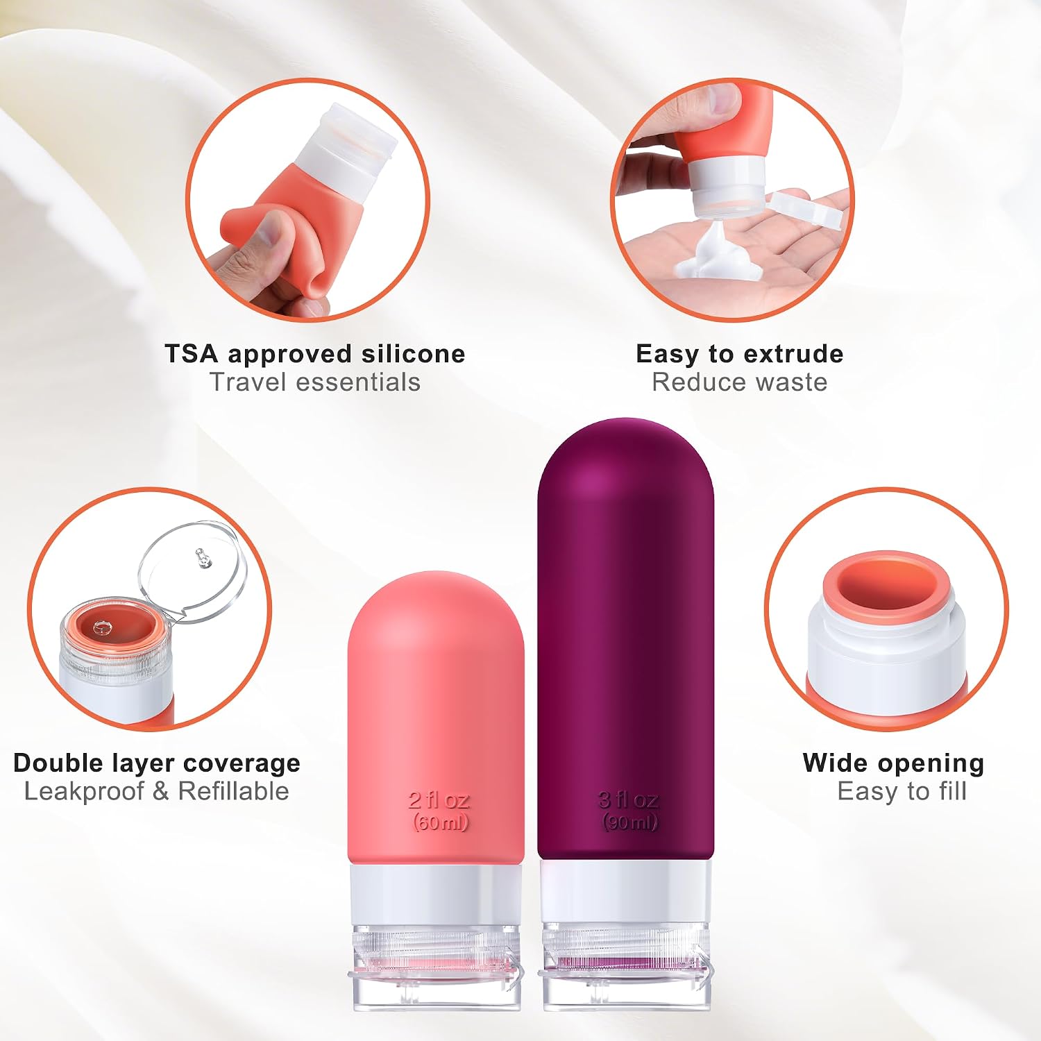 Thumbnail 2 de 20 Pack Travel Bottles for Toiletries: CAA Approved Silicone, Leak-Proof & Refillable