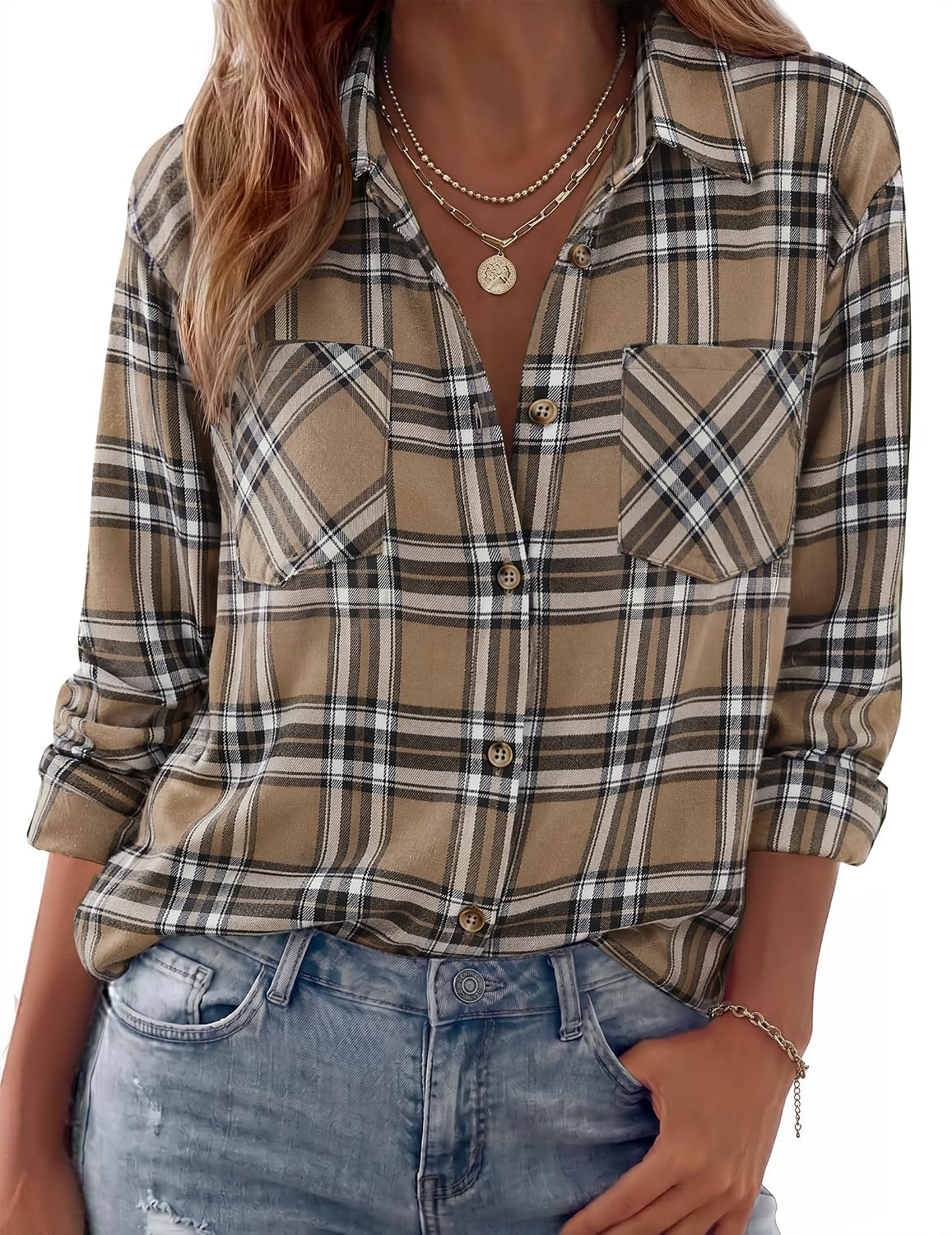 Thumbnail 6 de Zeagoo Women's Flannel Shirt Polyester Blend