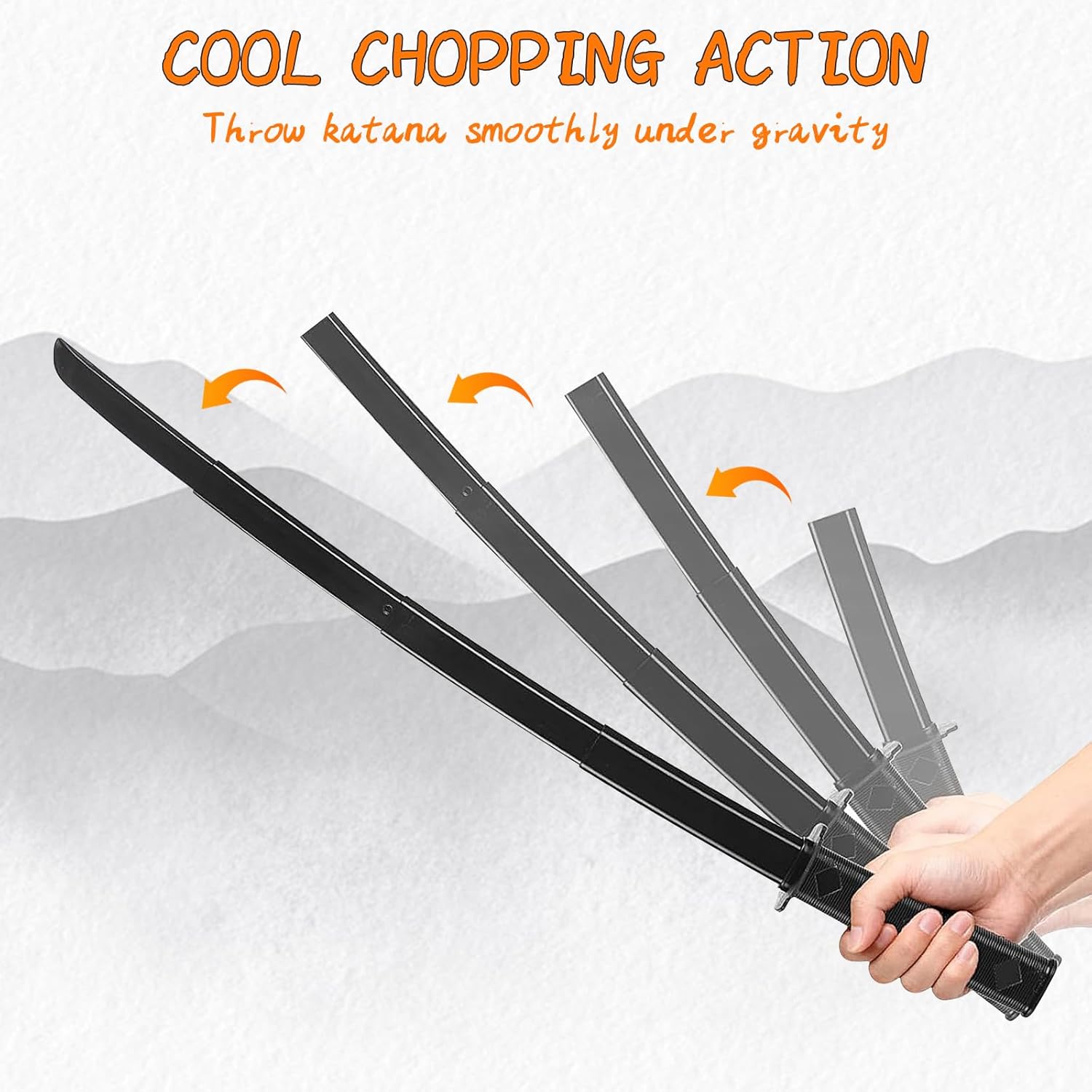 Thumbnail 1 de Xindazhi 2PCS Printed Gravity Retractable Samurai Sword (Telescopic Katana Fake Sword) – Black