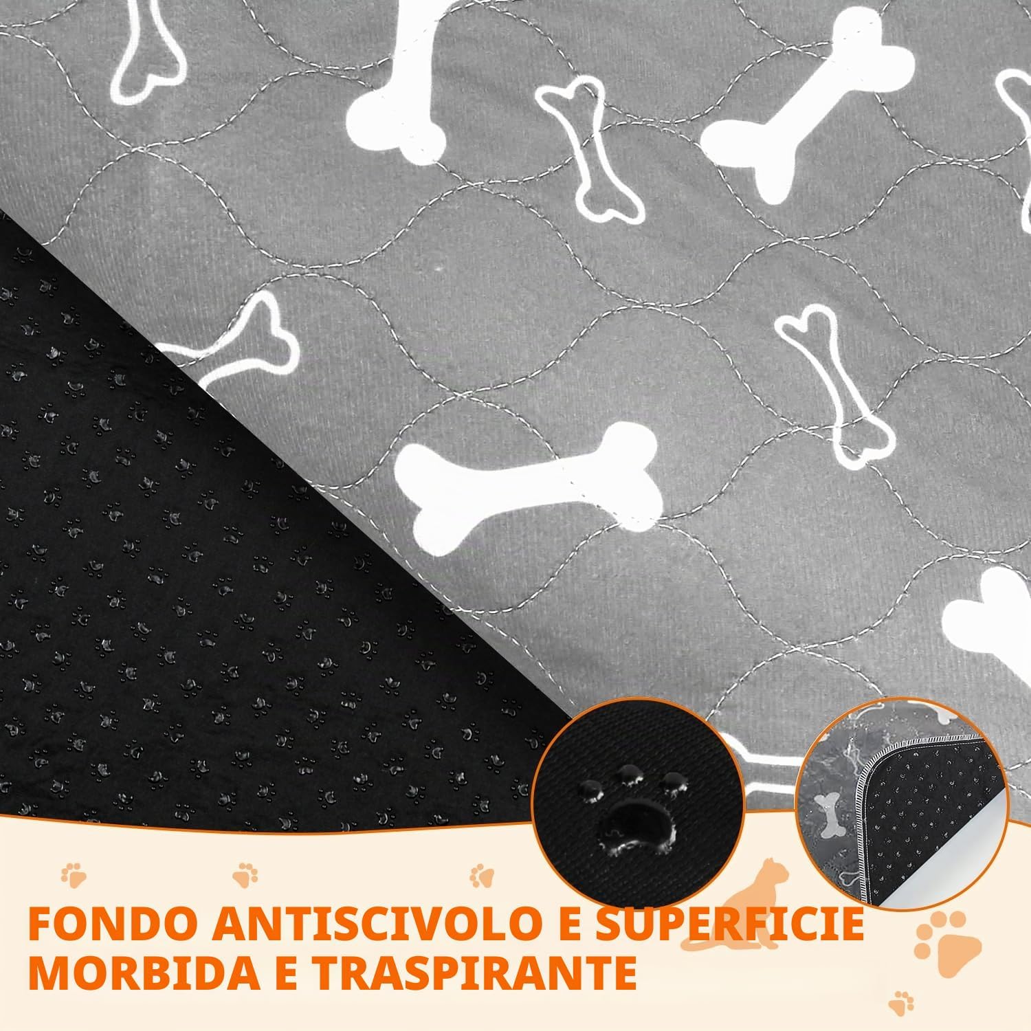 Detalle de Baodan Traverse Cani 80x90 cm tappetini lavabili
