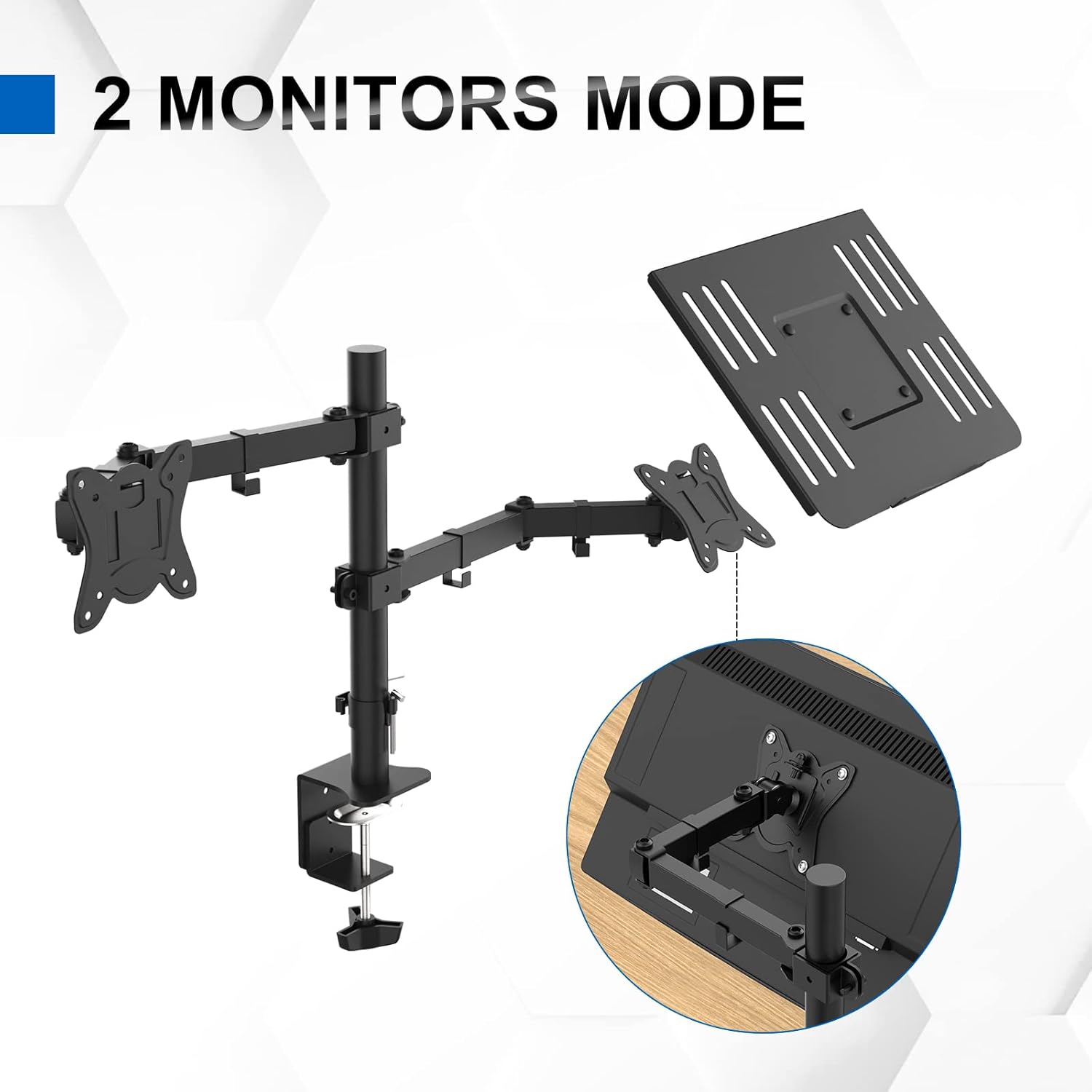 Thumbnail 6 de GRIFEMA 2 Supporto per monitor con ripiano per laptop, braccio VESA 75x75/100x100 e rotazione 360°