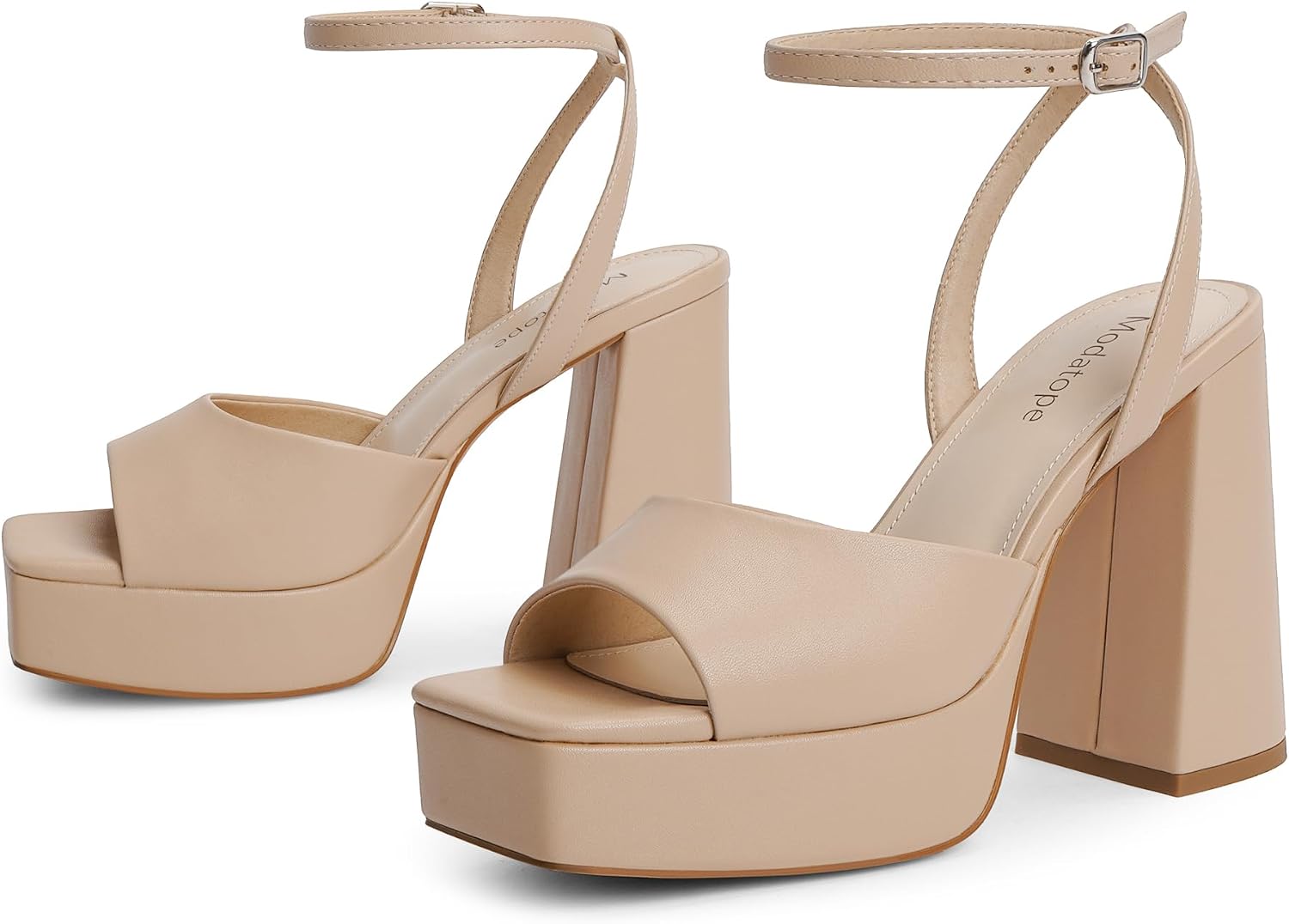 Detalle de Modatope Platform Heels for Women: Open-Toe Chunky Heel Platform Sandals with Ankle Strap