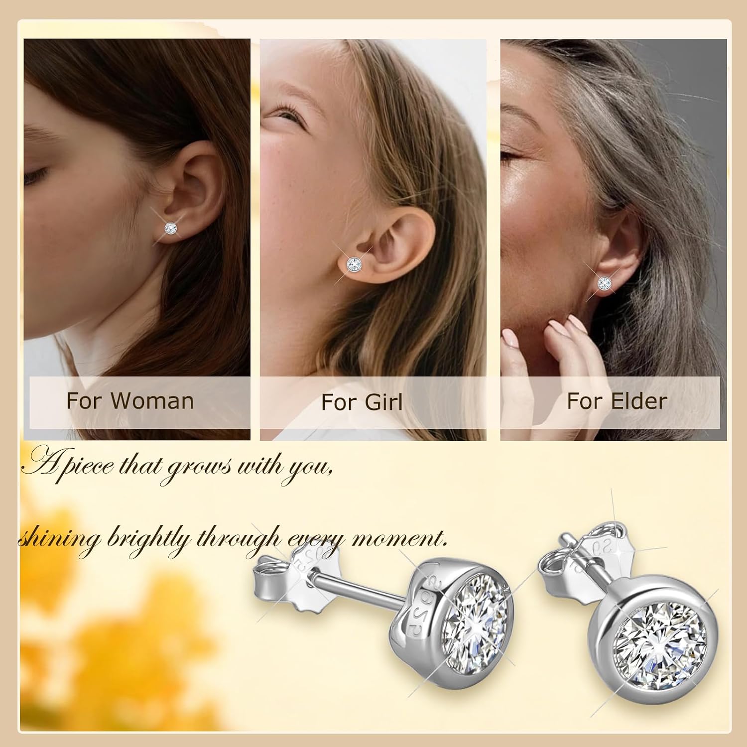 Thumbnail 4 de Deyanse Silber Ohrstecker 5 mm mit Zirkonia