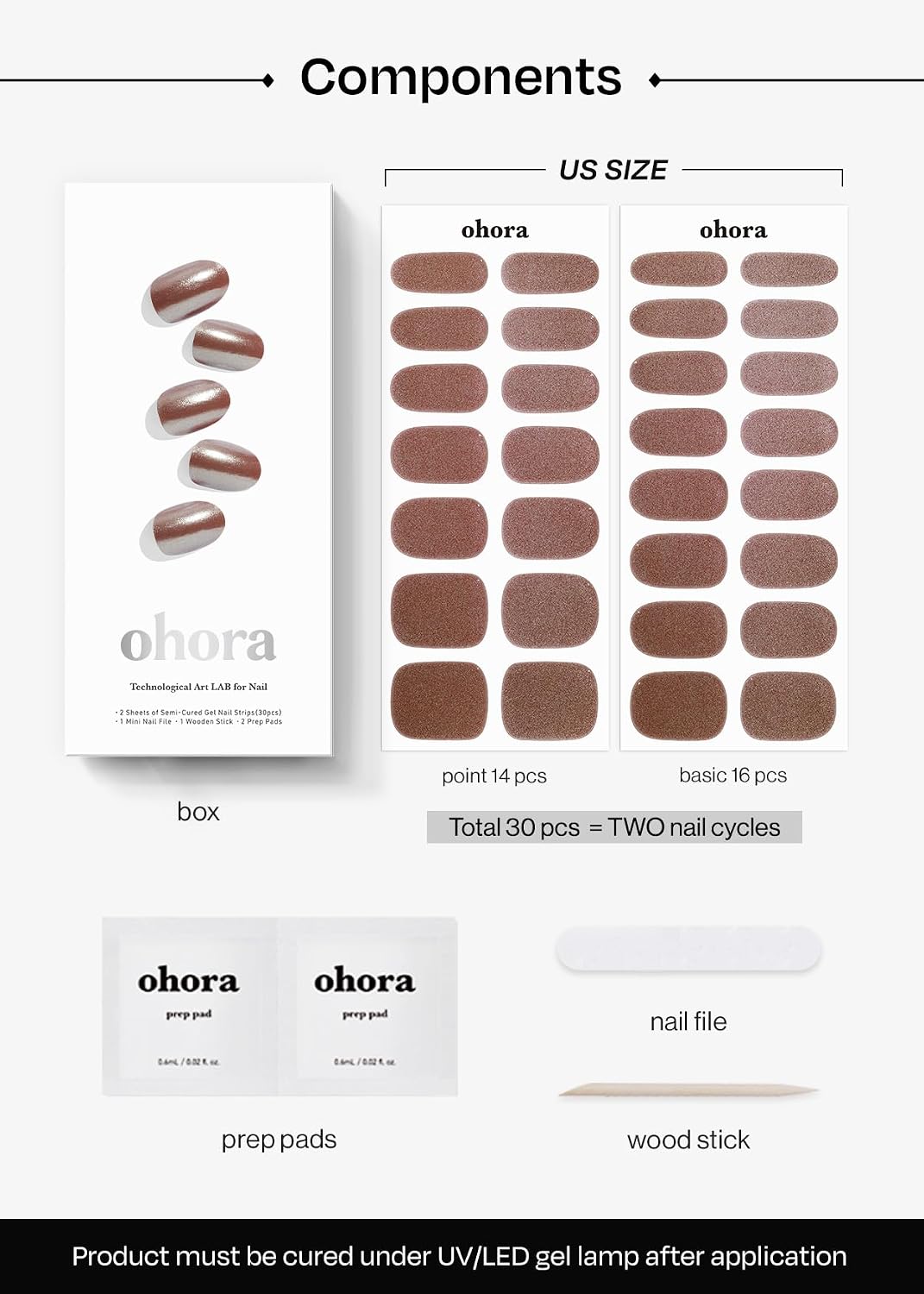 Thumbnail 5 de ohora Semi Cured Gel Nail Strips 30pcs