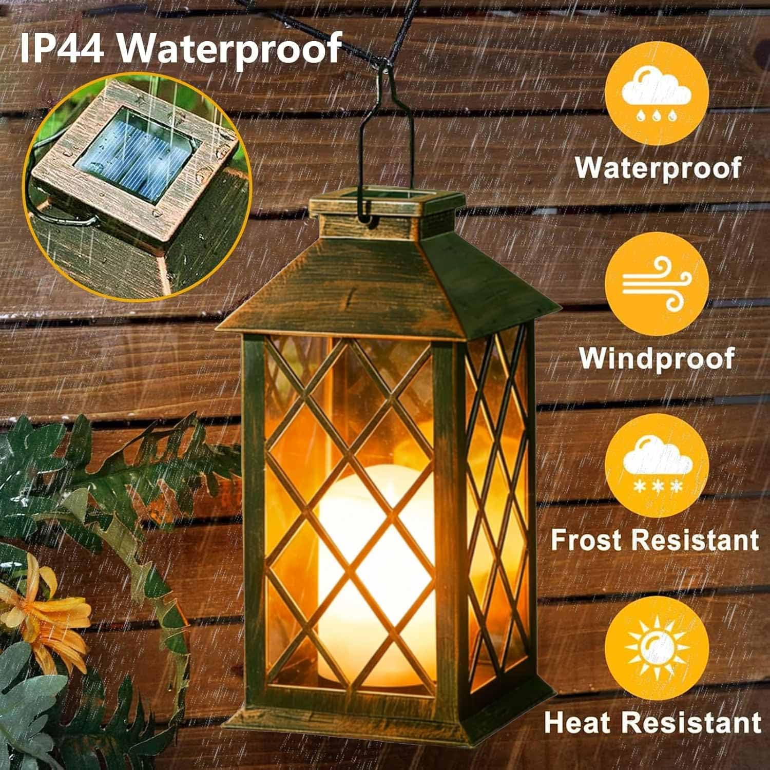 Thumbnail 6 de Joycome Solar Lanterns for Outside (2 Pack) – Bronze, Hanging LED Lanterns with Flickering Candle