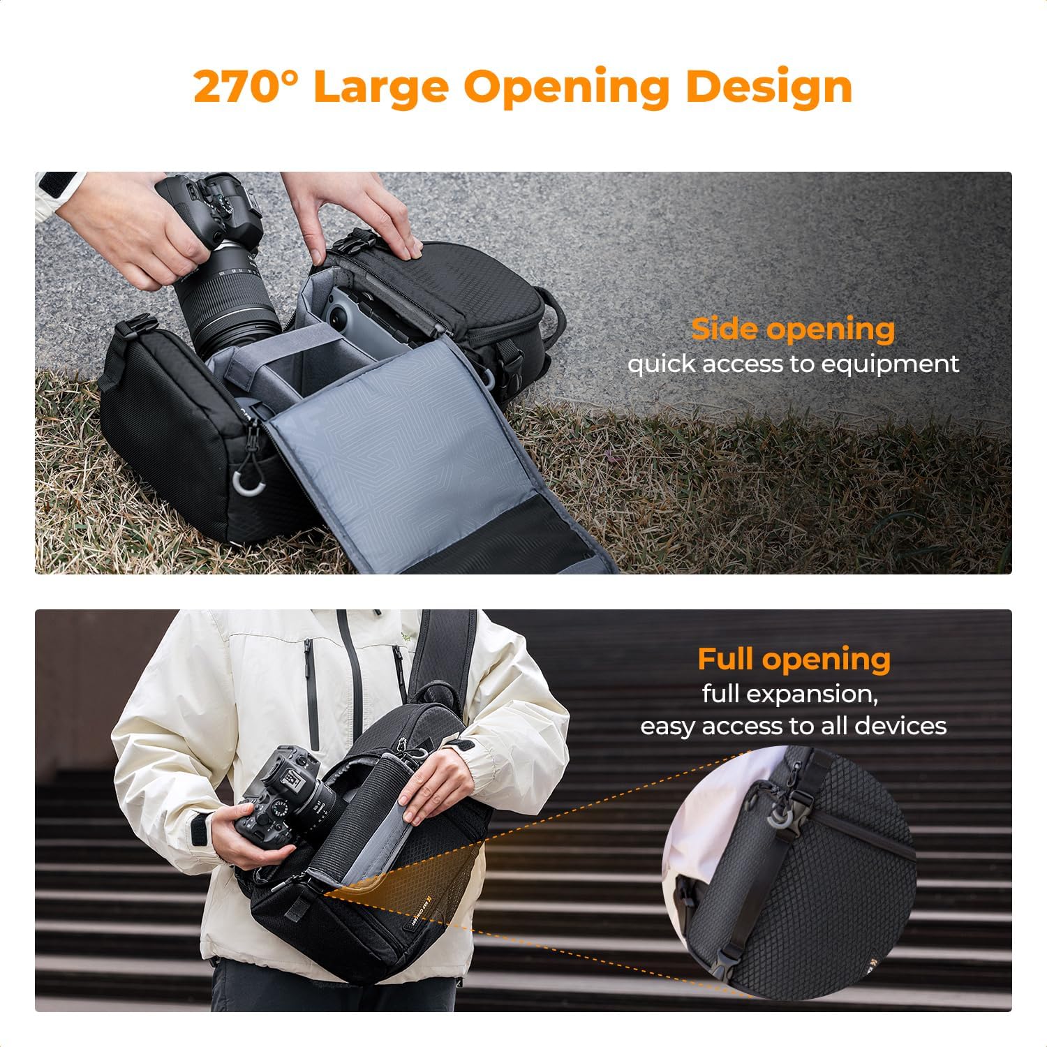 Detalle de K&F CONCEPT Camera Sling Bag Crossbody (Waterproof) for DSLR, SLR & Mirrorless