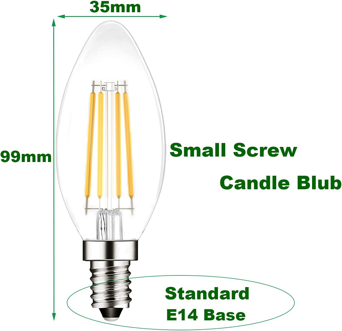Detalle 2 de PureShine E14 LED Candle Bulb (6-Pack) 4W, 2700K, 400lm – Warm White, SES Small Screw