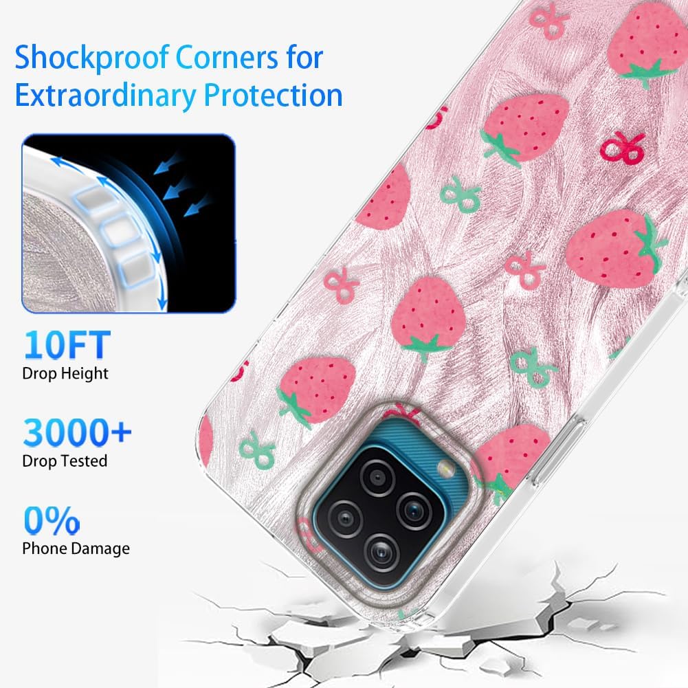 Detalle 2 de Tedyhulle Hülle für Samsung Galaxy A12 / M12 – Nanachnick Pink Erdbeeren, dünn & stoßfestes Silikon TPU Case