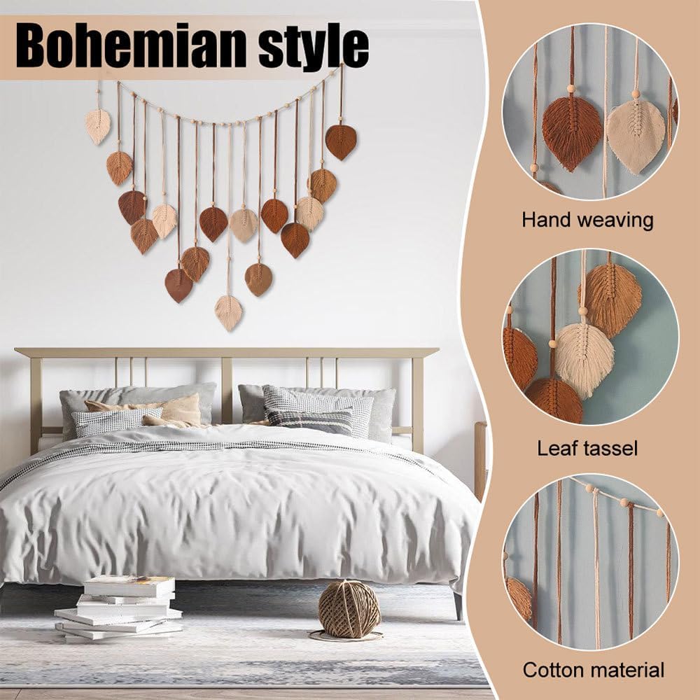 Thumbnail 2 de BDKMMS Large Macrame Wall Hanging – Leaves with Wooden Bead Detail