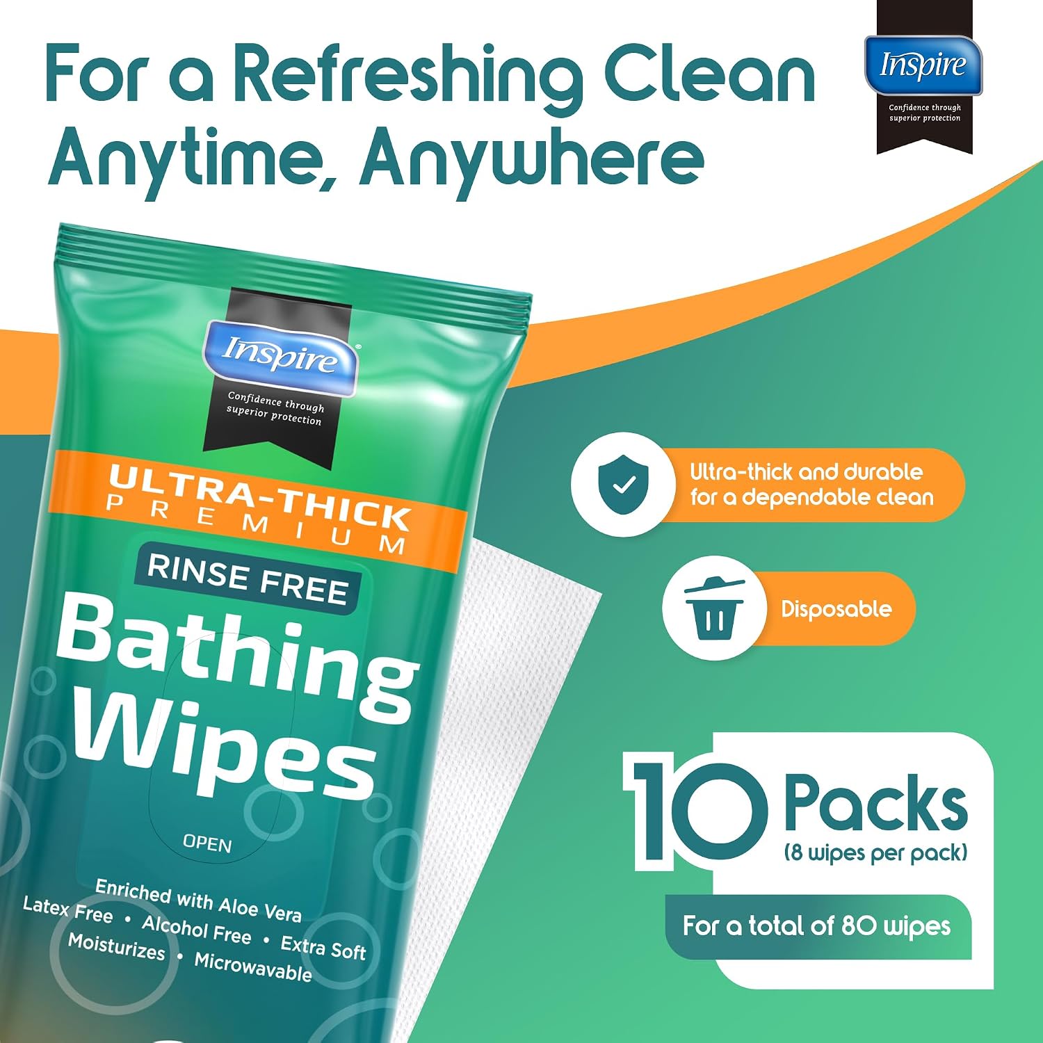 Detalle de Inspire Ultra Thick Rinse-Free Bath Towels — Extra Large