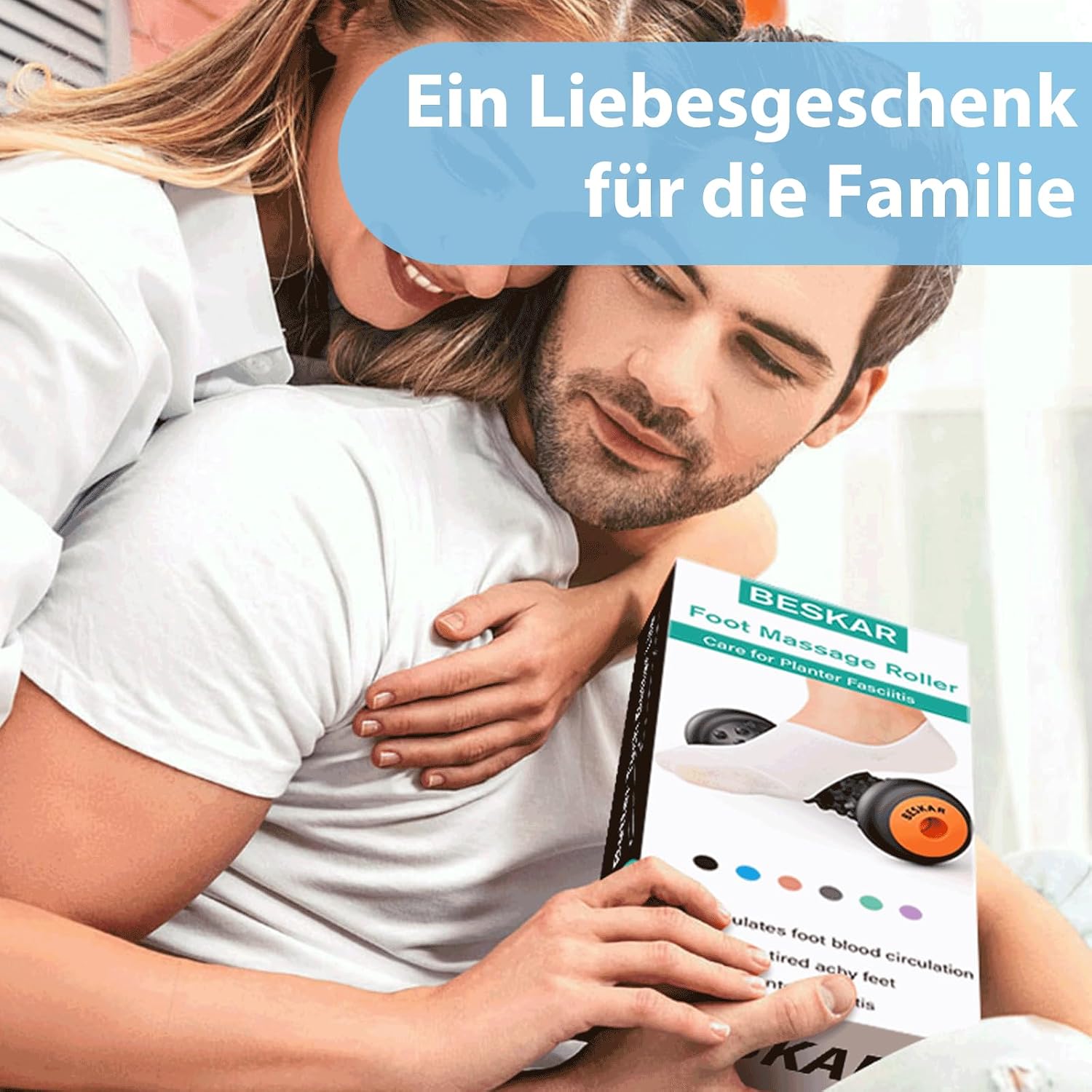 Detalle 2 de BESKAR Fußmassagerolle für Plantarfasziitis – tragbare Gummi-Massagerolle für Triggerpunkt- und Tiefengewebe-Massage, blau