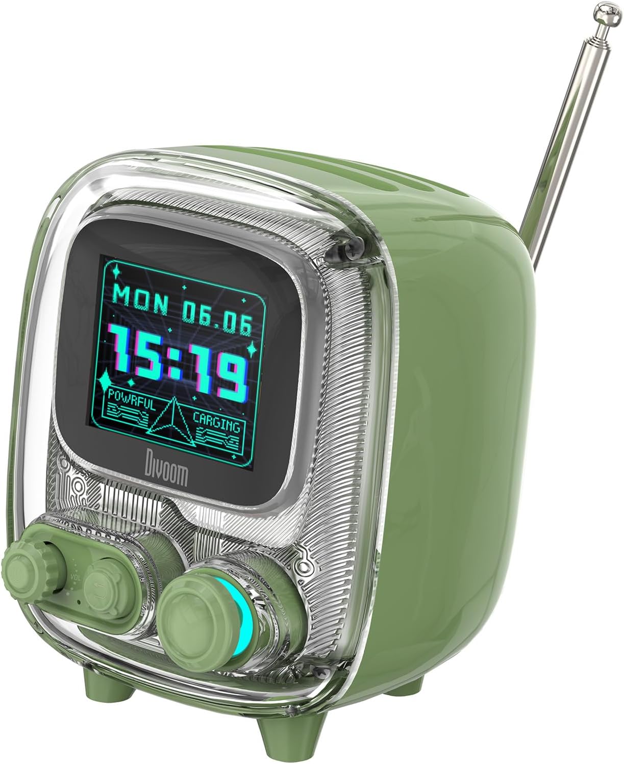 Detalle de Divoom Tiivoo-2: Tragbarer Bluetooth-Lautsprecher mit FM-Radio, Pixel Art und All-in-One-Assistent