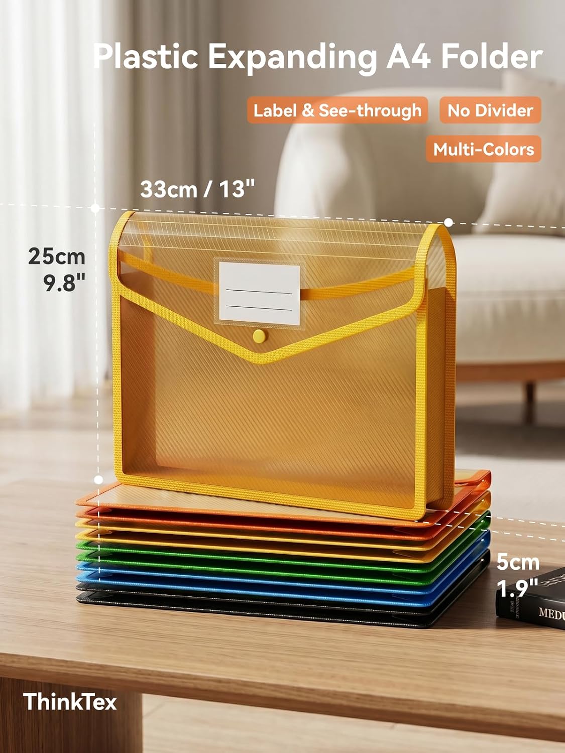 Thumbnail 1 de A4 plastic file folder 5 pcs, ThinkTex 33cm
